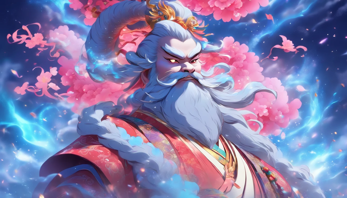 (((Pangu))) Best quality, Ultra-high resolution, 4K detailed CG, Masterpiece, God of the universe, big beard,Chinese clothing, Chinese mythology, ((stand posture)),Chinese painting style, shui mo hua, Thangka style, Aesthetic, Screen-centric