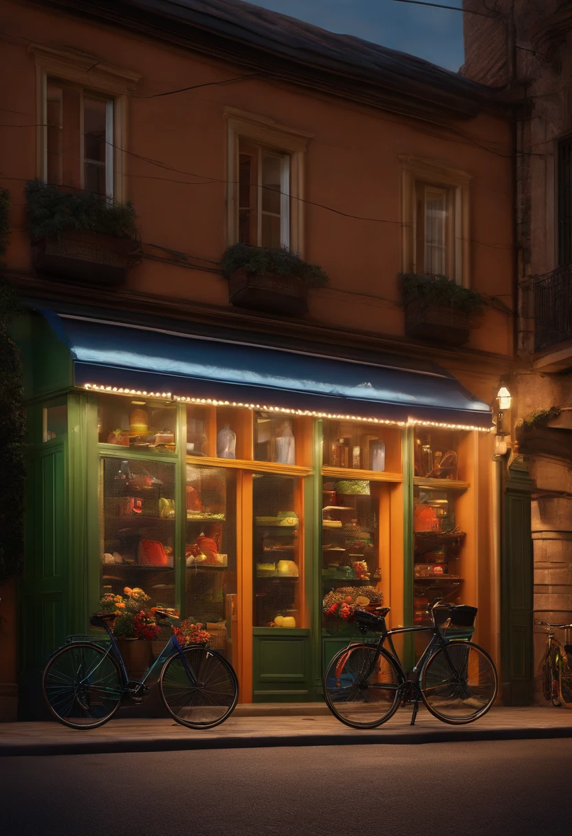 Pixar 1.23 estilo) 1 menino moreno usando roupas de ciclismo em frente uma loja de bicicletas com o nome Ladeira Bike shop na fachada