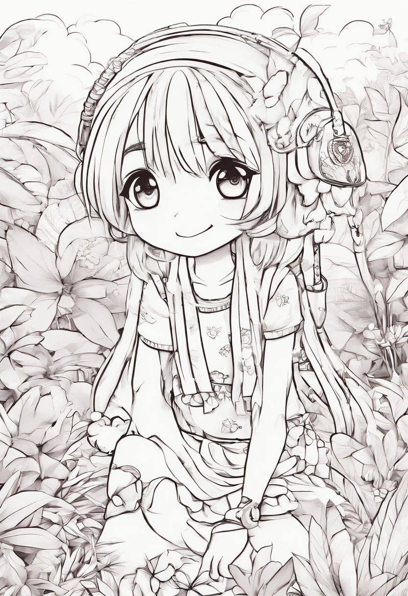 dibujo en blanco y negro para colorear, un mono en la jungla