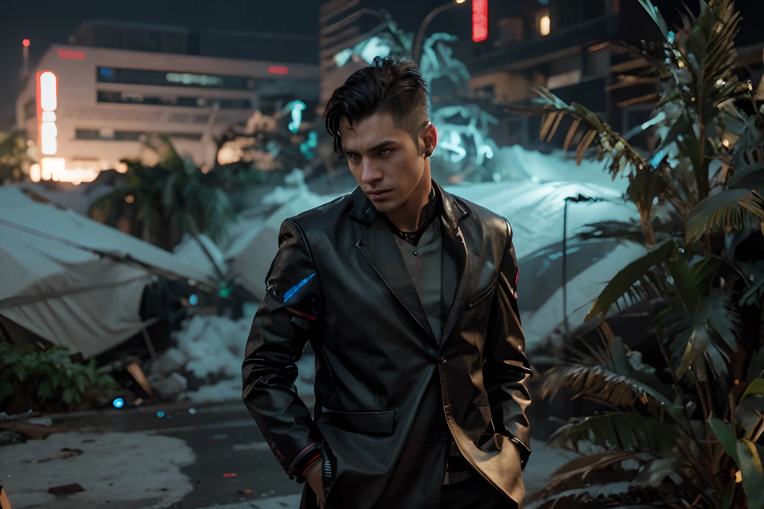 Change background, cyberpunk, handsome boy, realistic face,8k ultra realistic