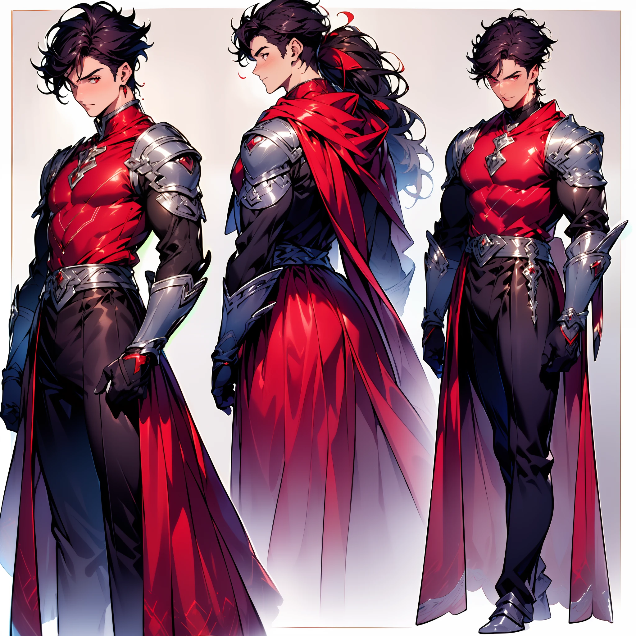 (((best quality, high quality, high quality, UHD, highres))), (((multiple views))), concept art, (character sheet), 1man, ((fantasy male rouge)), no dynamic pose, white background