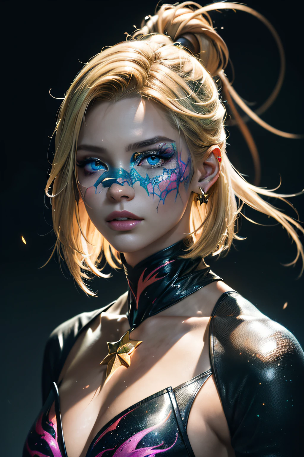 whole body、whole body写真、Front view、Masquerade、wearing a mask on his face、black venetian mask、Black Lace Eye Mask、Dancing、Wet with sweat、Sweaty、大人のwoman、Glowing Skin, (Detailed face),tattoo, jewelry, , night, blonde, Wavy Hair, beautiful soldier, attractive appearance, smile, Perfect Style, Perfect balance, Fine skin, Best image quality、Fine-grained image quality、beautiful、 woman,woman Italian, Italian, smile、blue eyes、jewelry, blue eyes, Realistic, High resolution, Soft Light,Hip Up, Glowing Skin, (Detailed face),tattoo