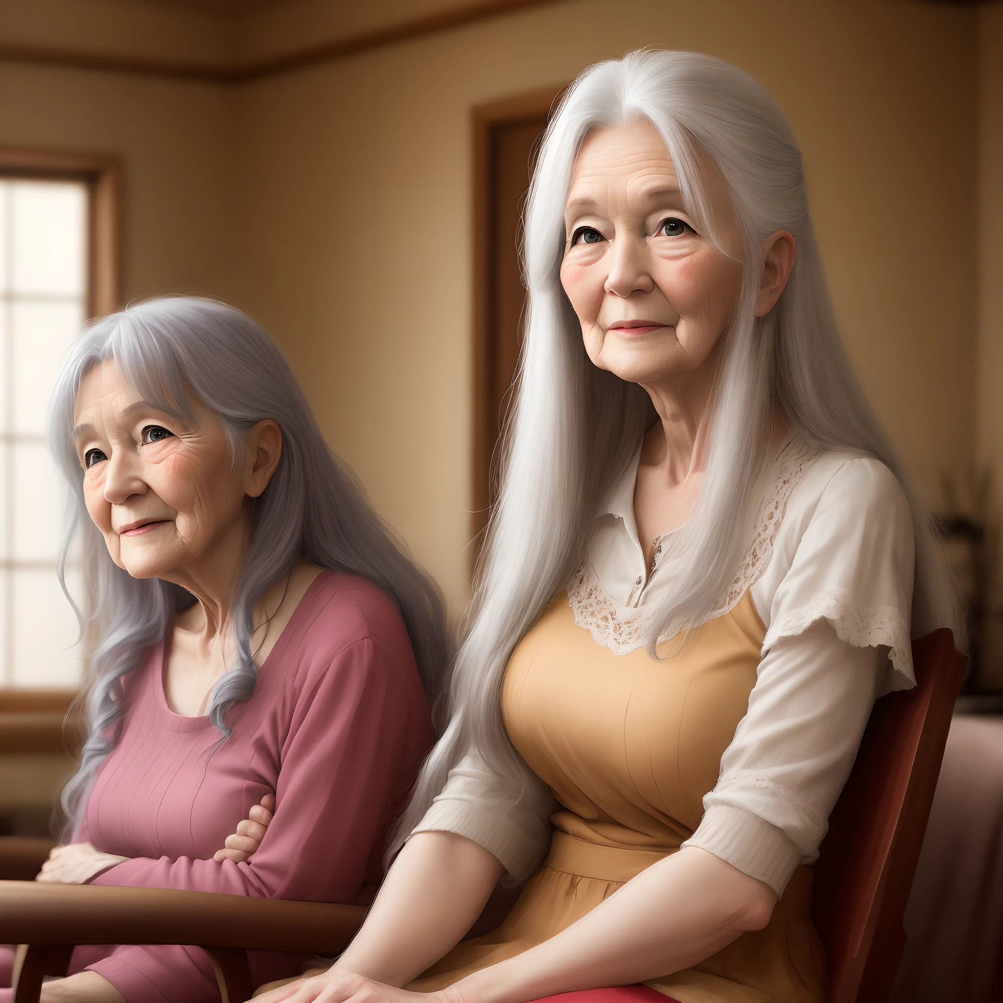 Older lady long hair