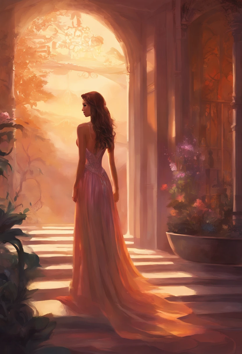 "Draw a scene with a woman with a well-defined body in a low-light motel room, the focus is on her face, with the background blurred. She is wearing a dress that reveals the design of her semi-nude body. The scene has a dark and mysterious atmosphere, as if it were the cover of a music album."