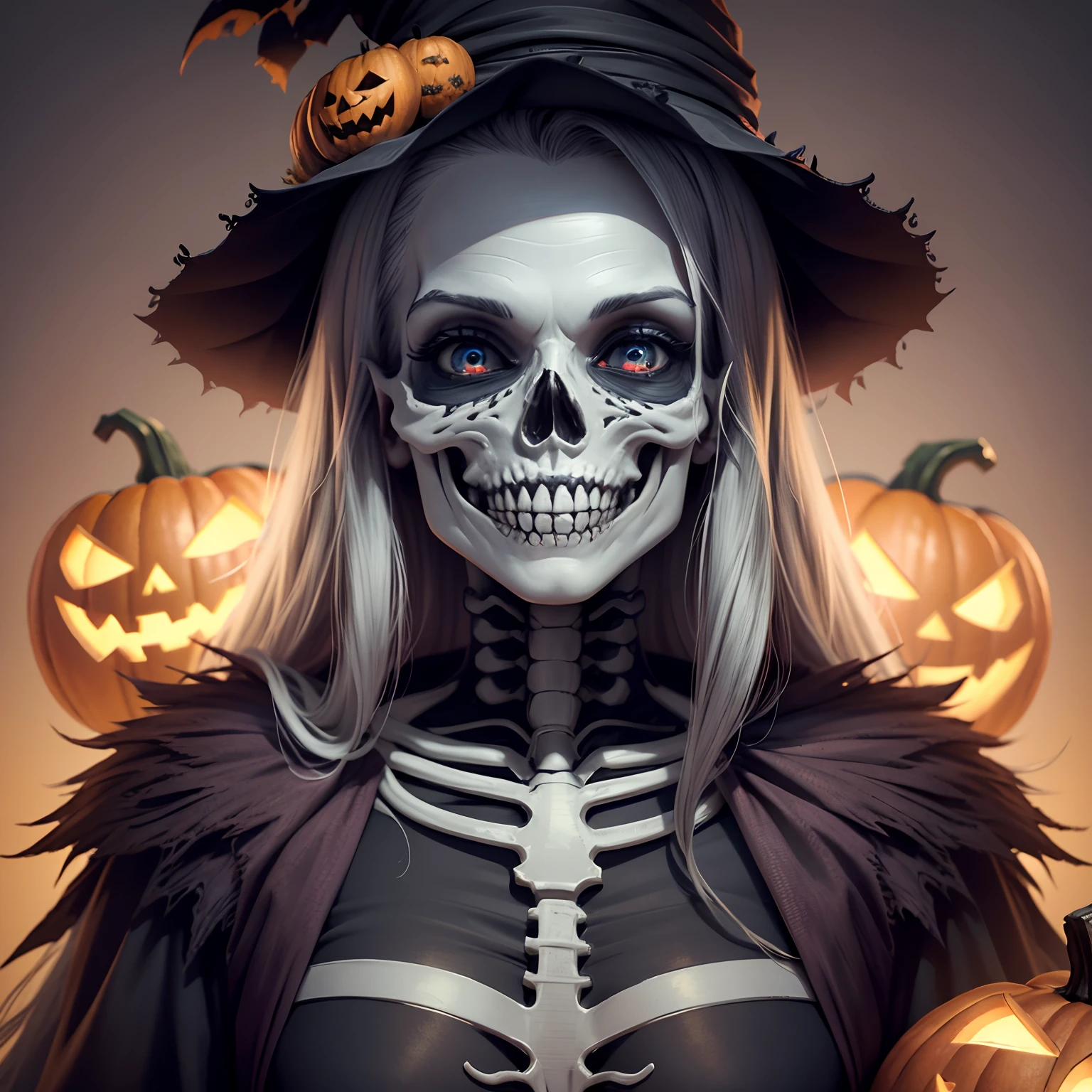 funny smiling skeleton on haloween, ultra detailed realistic photo style, dramatic colors