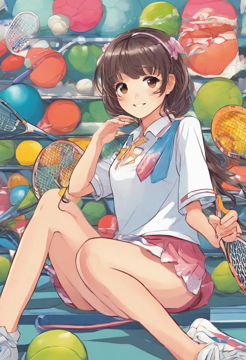 Cute Japan high school girl is playing tennis