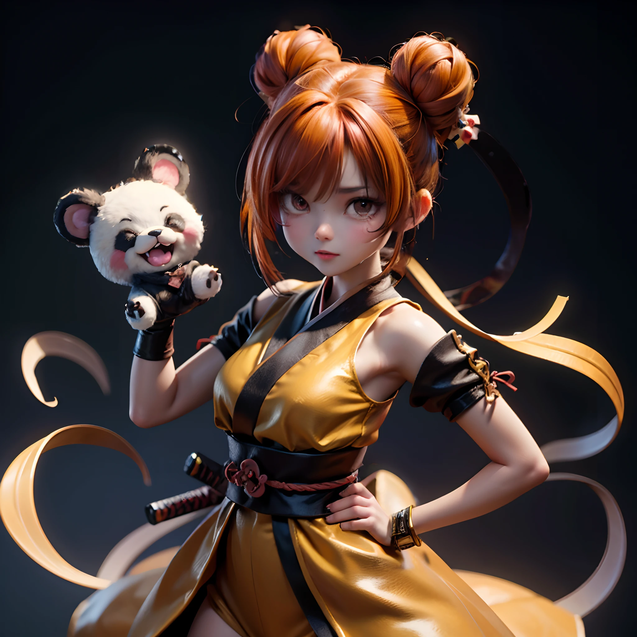 Cute bear character laughing with open mouth、Black around the eyes