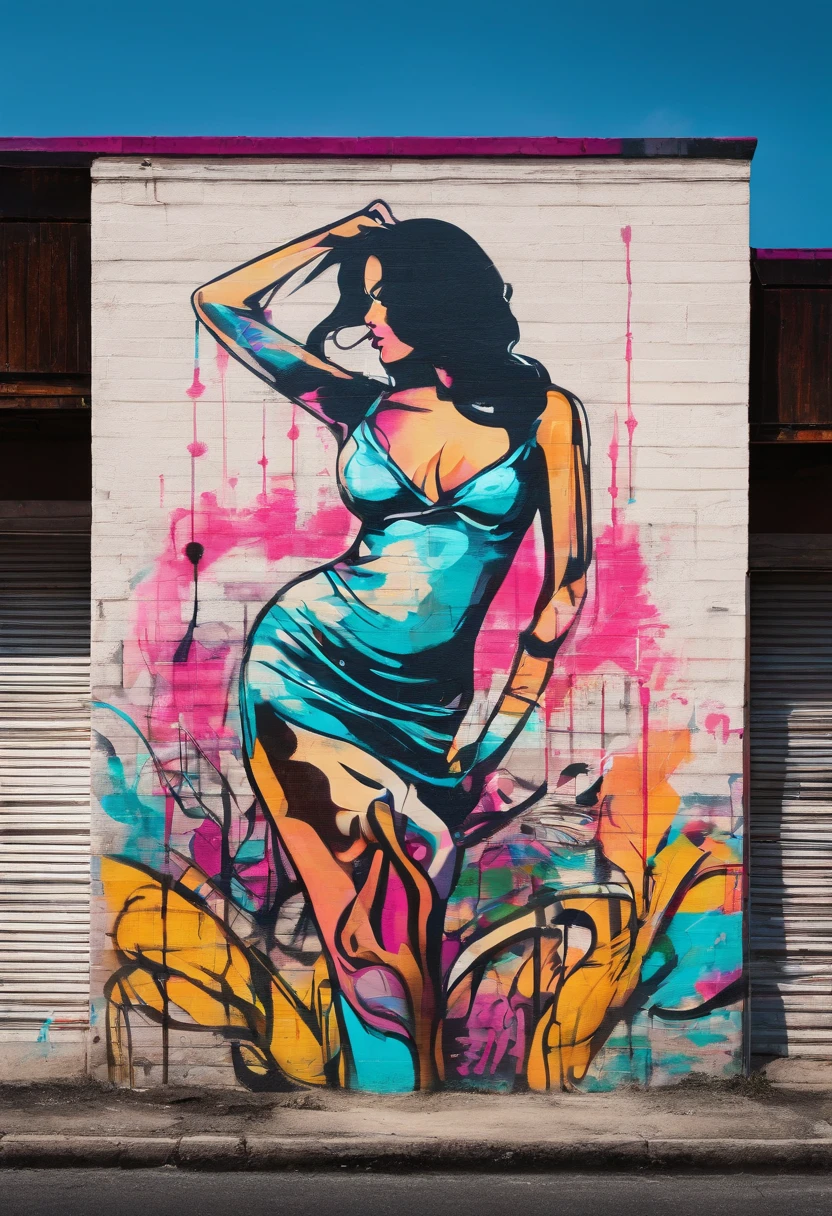 "Draw a scene with a woman with a well-defined body in a low-light motel room, the focus is on her face, with the background blurred. She is wearing a dress that reveals the design of her semi-nude body. The scene has a dark and mysterious atmosphere, as if it were the cover of a music album."