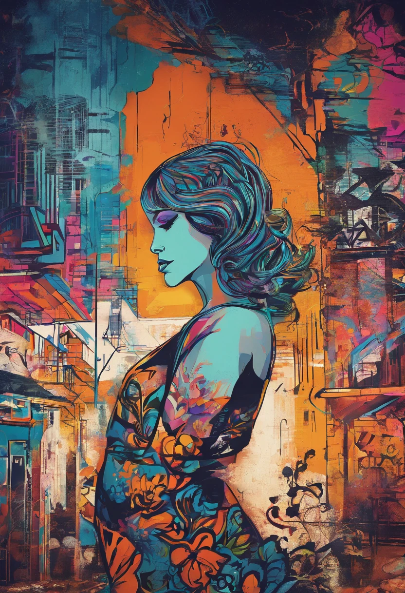 "Draw a scene with a woman with a well-defined body in a low-light motel room, the focus is on her face, with the background blurred. She is wearing a dress that reveals the design of her semi-nude body. The scene has a dark and mysterious atmosphere, as if it were the cover of a music album."
