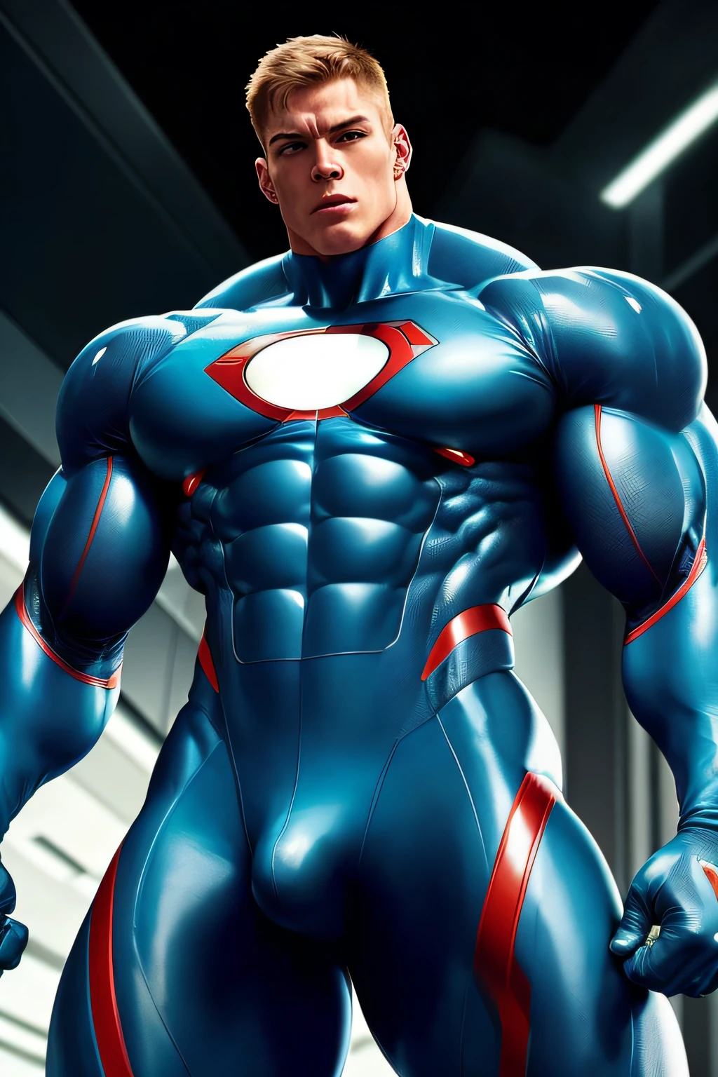 A close up of a man in a blue suit with a red stripe - SeaArt AI