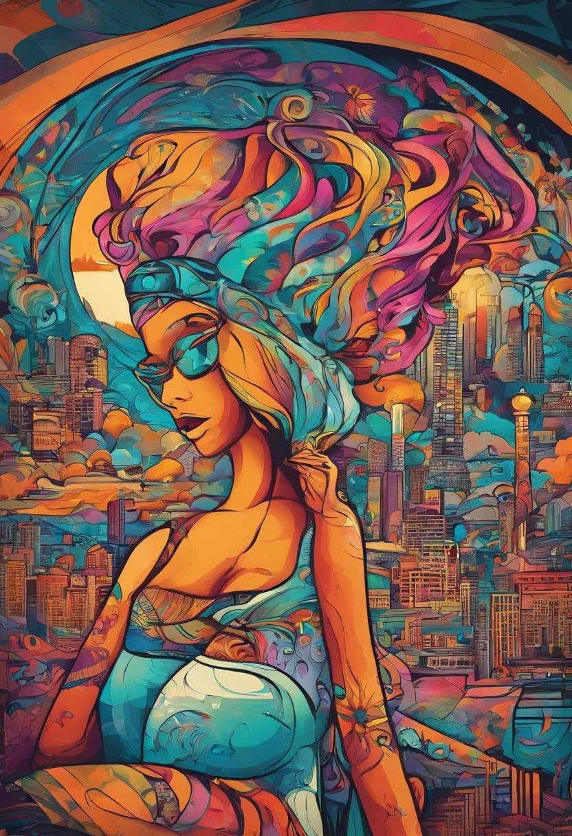 "Desenhe uma cena com uma mulher com um corpo bem definido em um quarto de motel com pouca luz, The focus is on her face, com o fundo desfocado. She is wearing a dress that reveals the design of her semi-body. A cena tem uma atmosfera sombria e misteriosa, Like it's the cover of a music album."