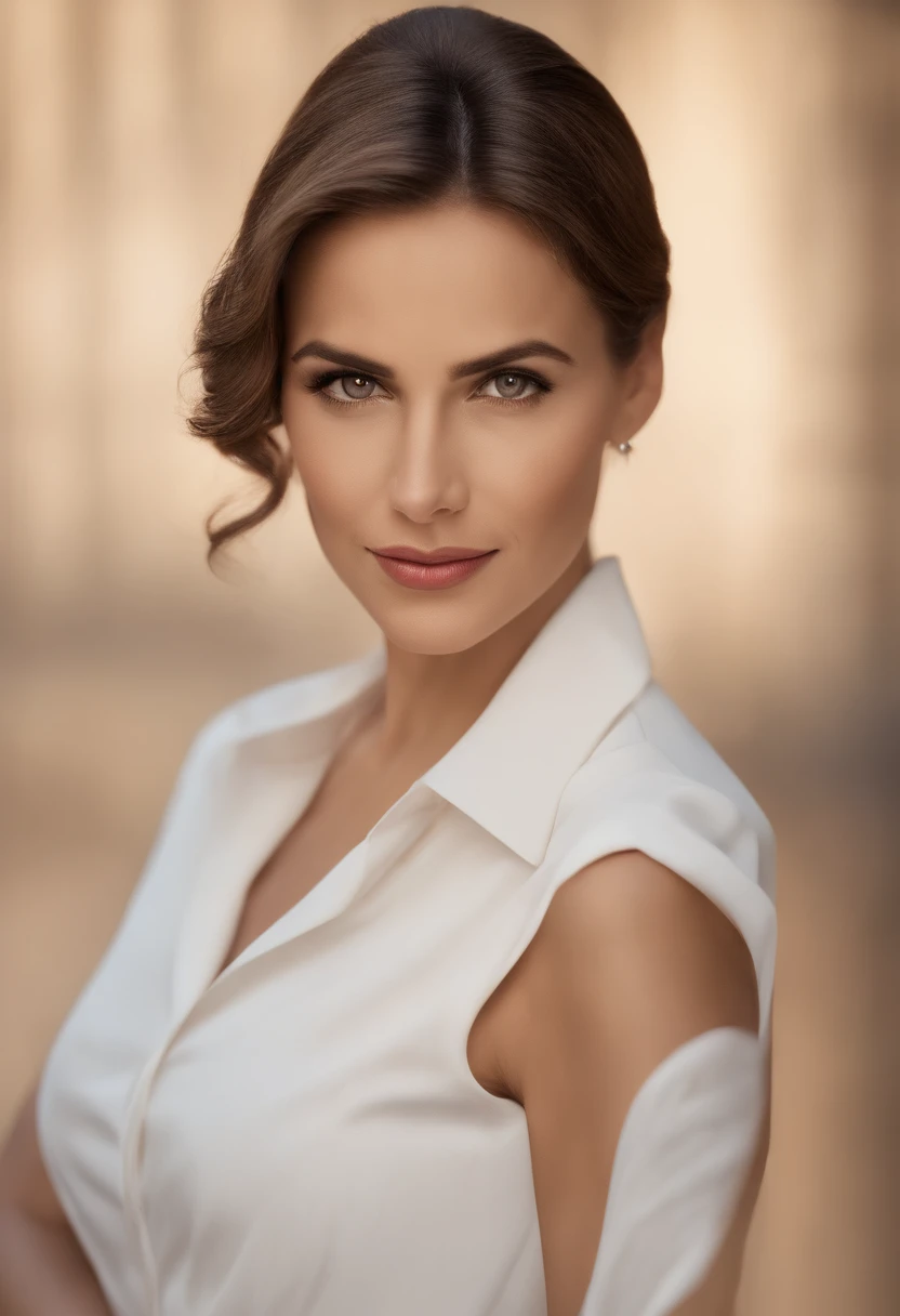 Realistic portrait of middle-aged business professional, 110 libras de peso, profissionalmente vestido com terno e gravata, alta qualidade, highest resolution, looking straight at the camera, profissional, belos olhos detalhados ligeiramente acastanhados, beautiful detailed lips, barba curta, cabelos curtos grisalhos;, kind expression, sorriso quente, olhar diferenciado, Adequate lighting, fundo liso, Medium Canvas, textura ultra-detalhada,master part:1.2