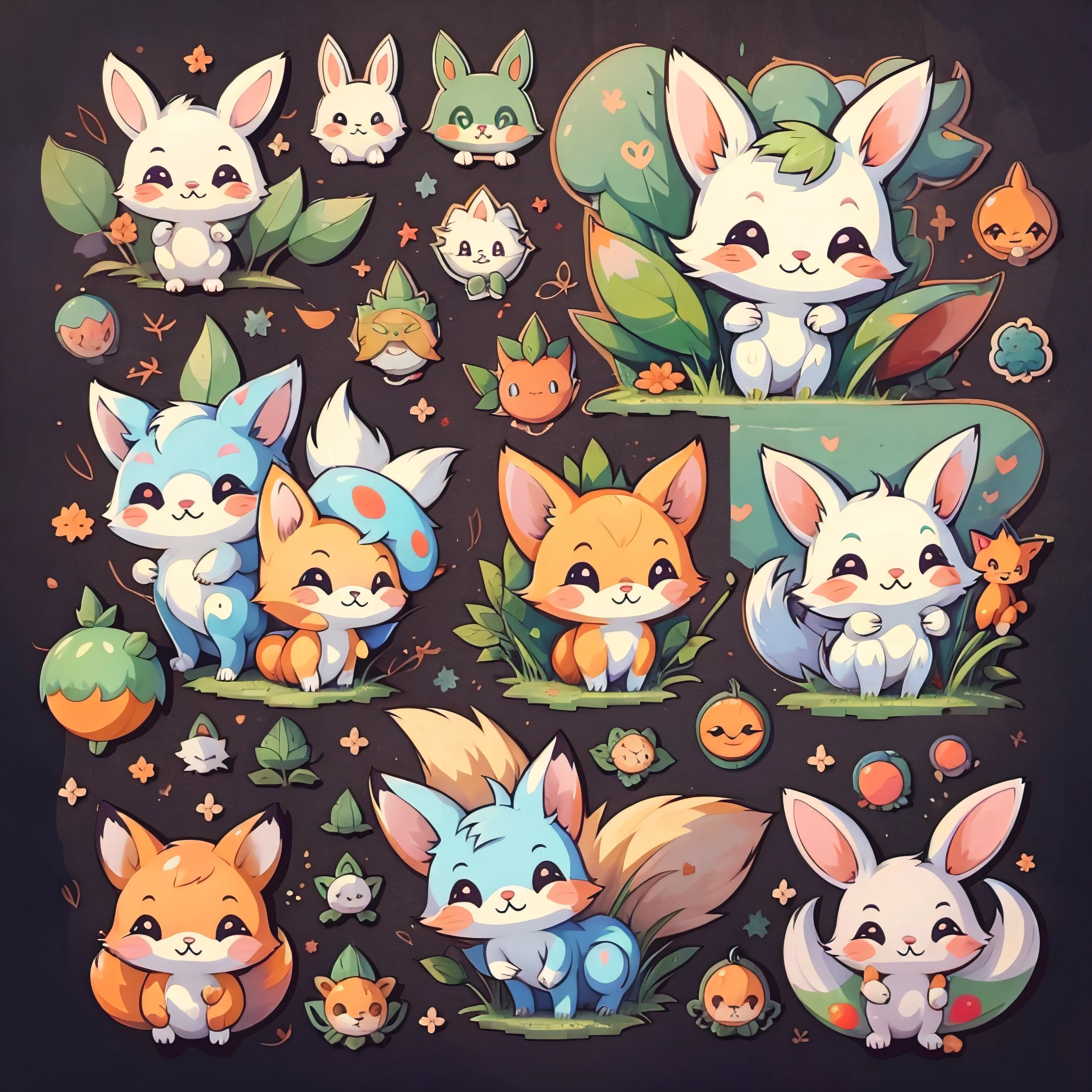nine tail fox,Emoticon pack (Joy, anger and sorrow)