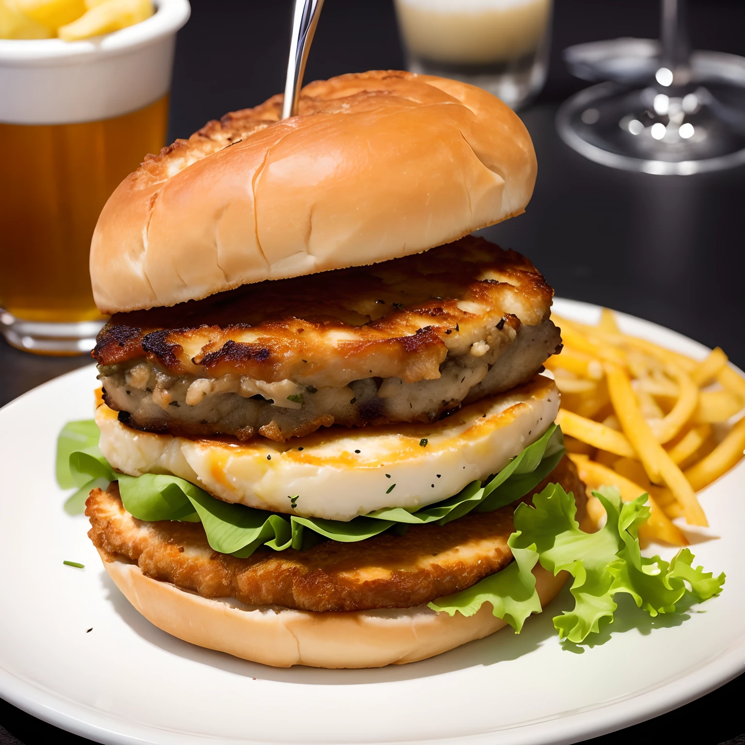 Cod burger,Tasty and juicy,Elegant environment,cozily,