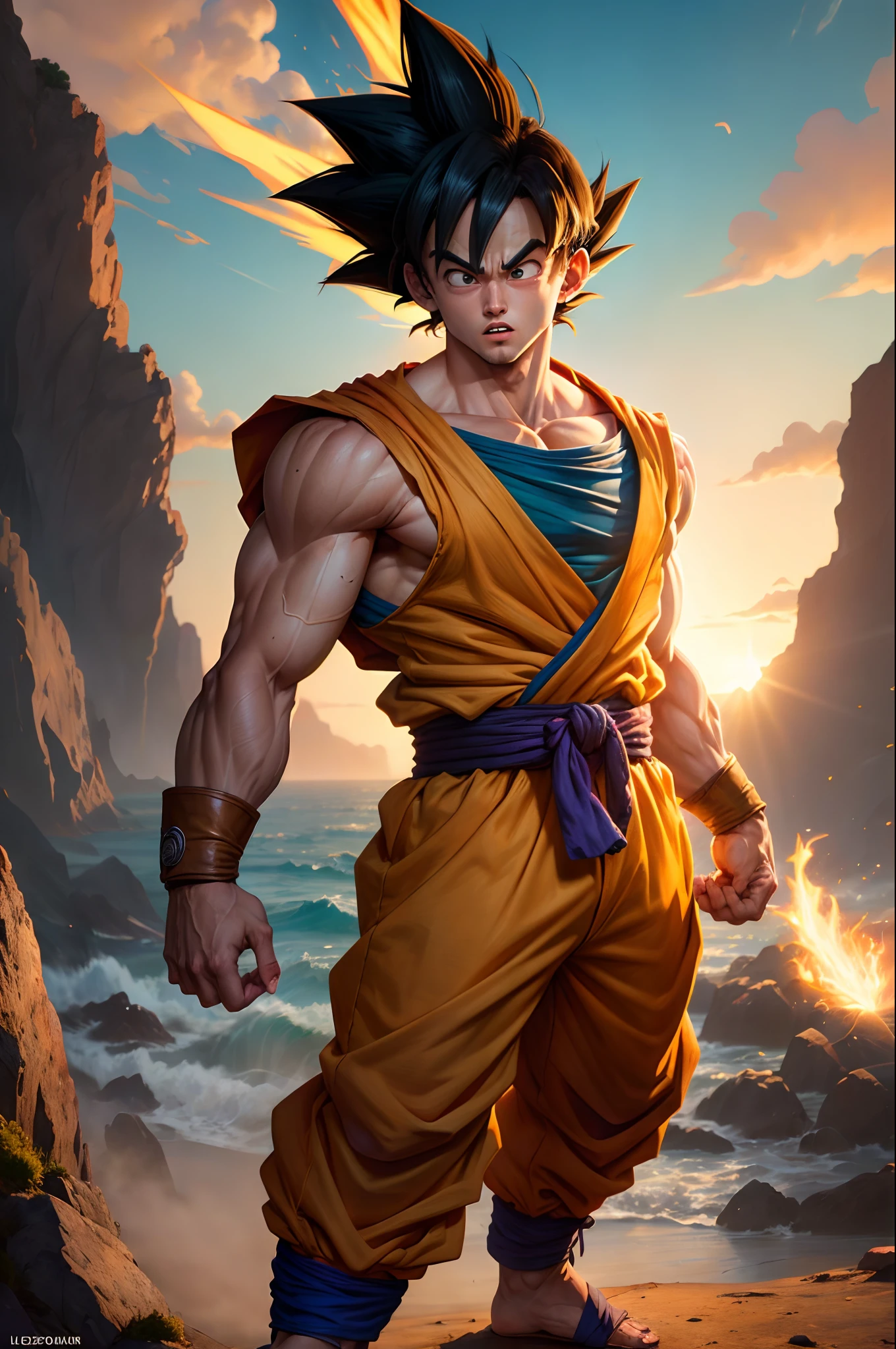 Goku olhando para o horizonte