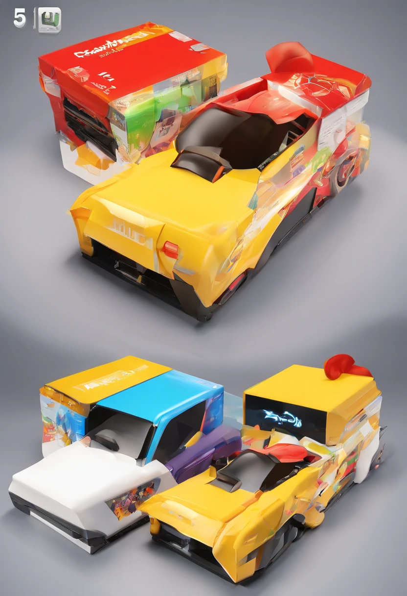 gift boxes，3D icons，clay，cartoony，Nintendo，adolable，lisses，The sheen，Red and yellow，Gradient color，white backgrounid，Highest detail，Best quality at best，Isometric view，Anime model 5，quality of 2