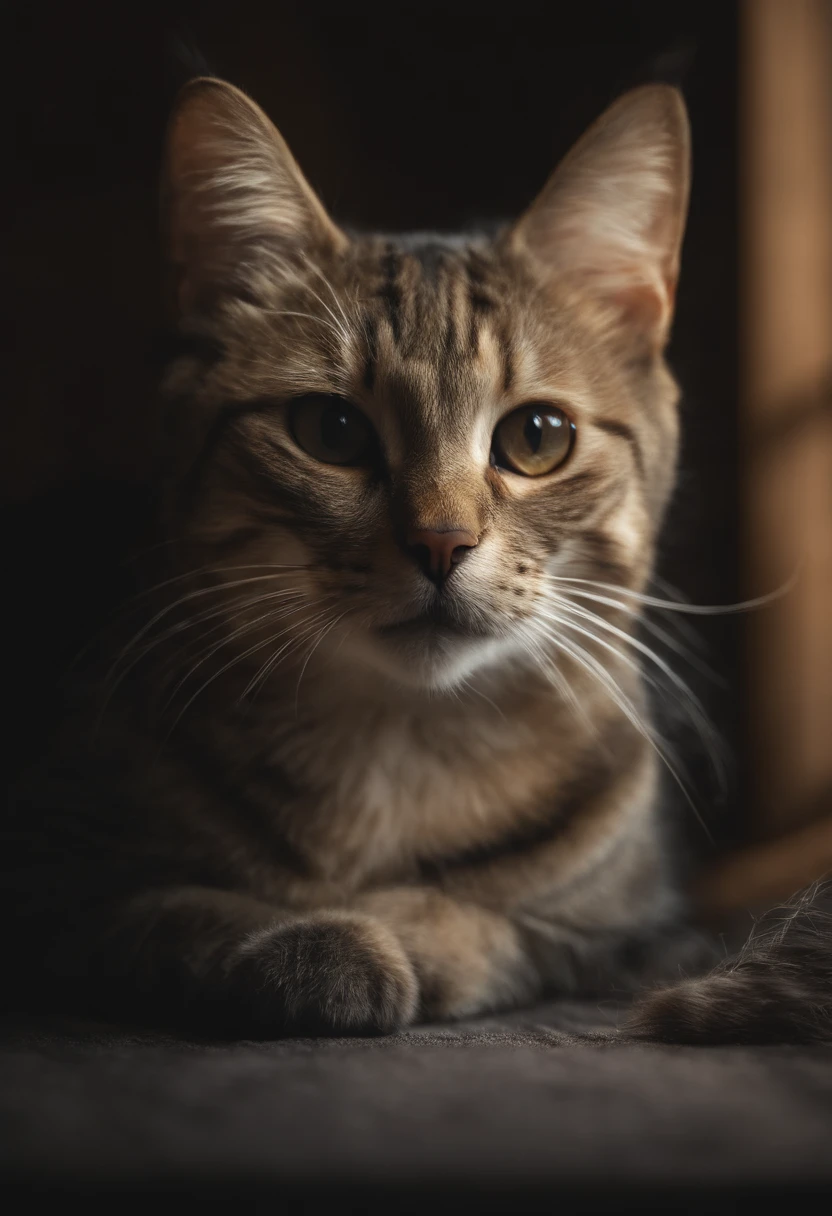 Arte realista de um gato com uma borboleta
