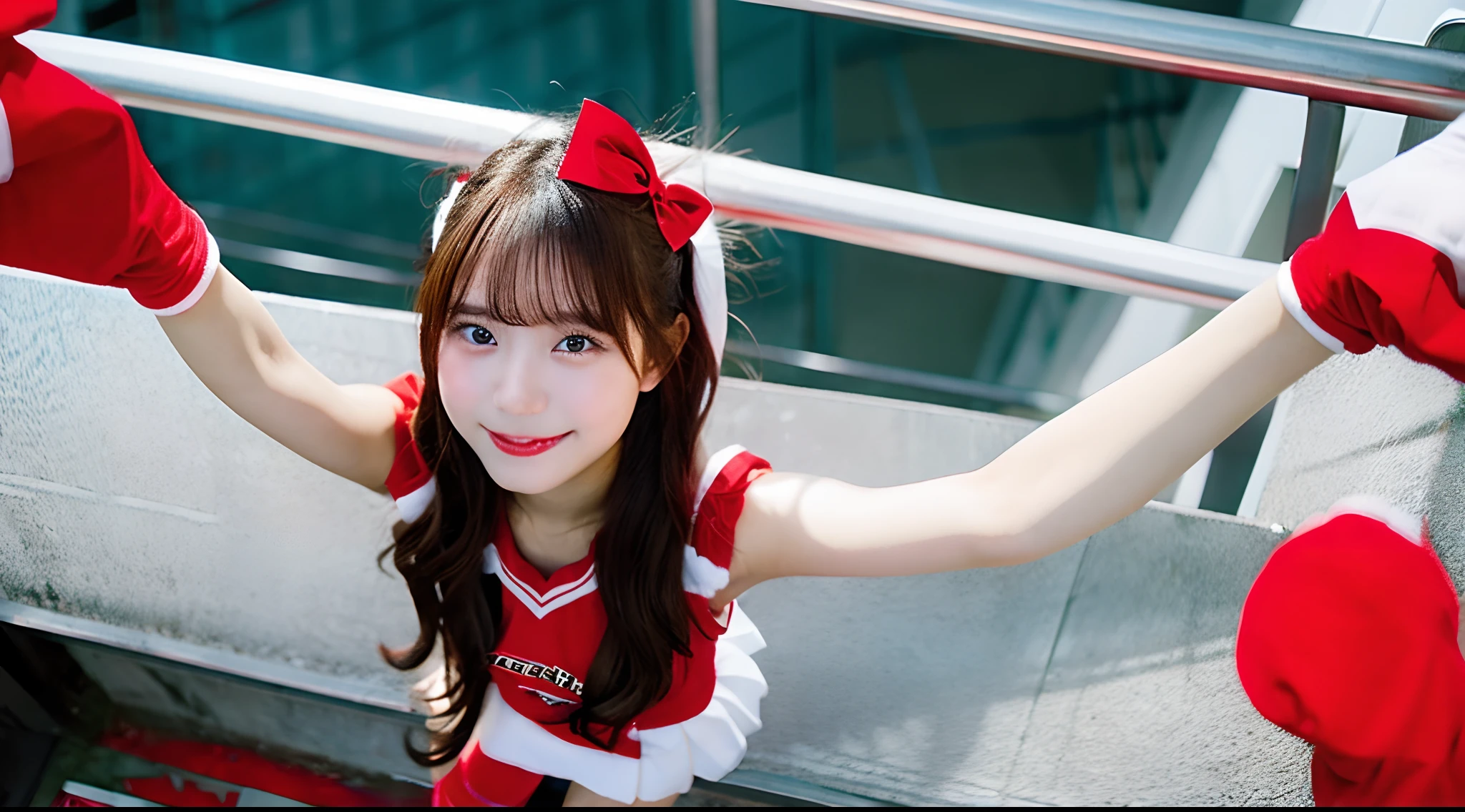 18-year-old cheergirl in red miniskirt