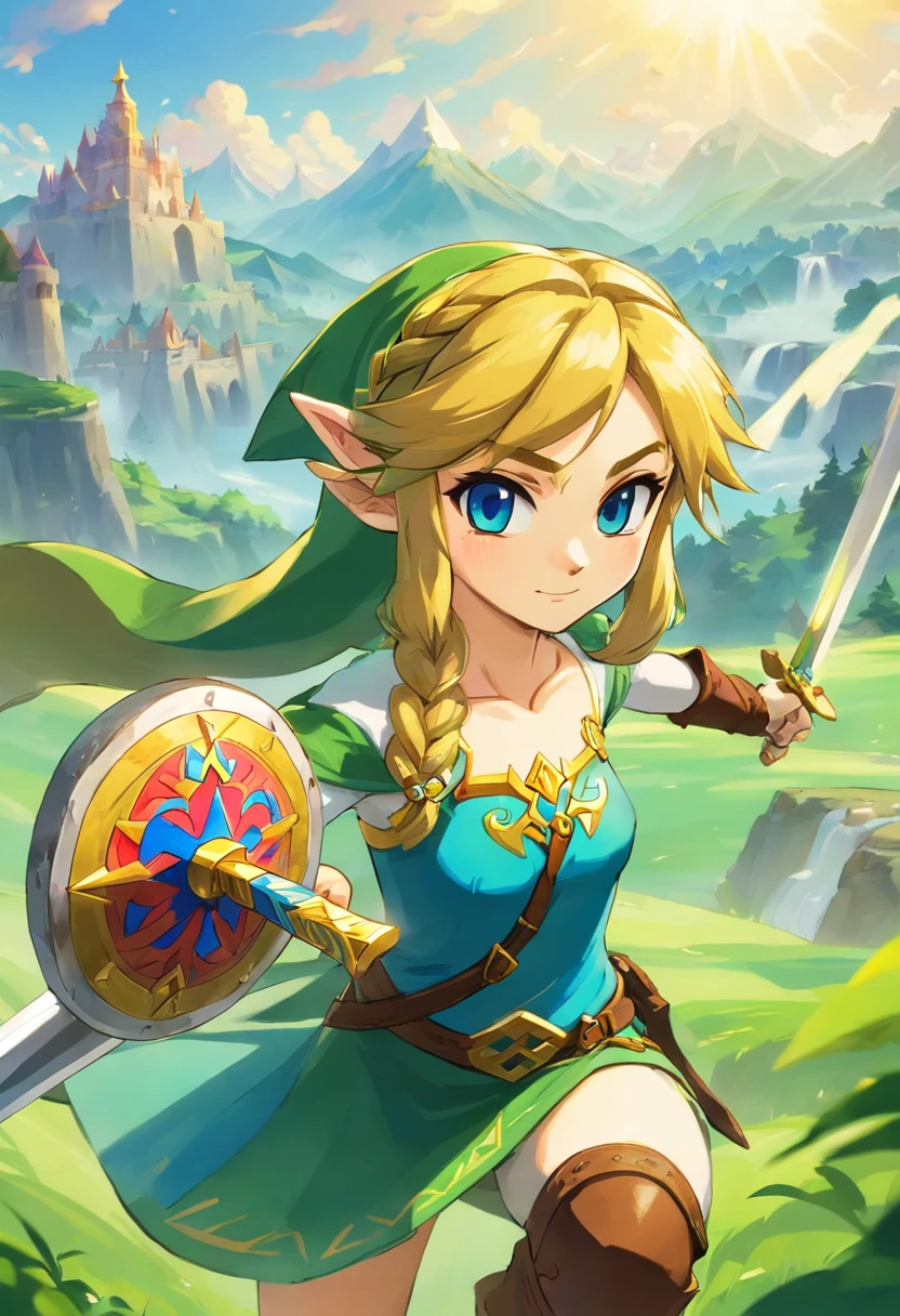 Uma montanha com a espada do Zelda cravada nela