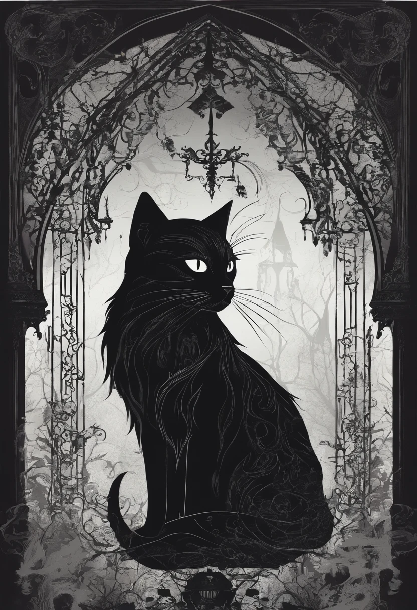 Black cat in the mist