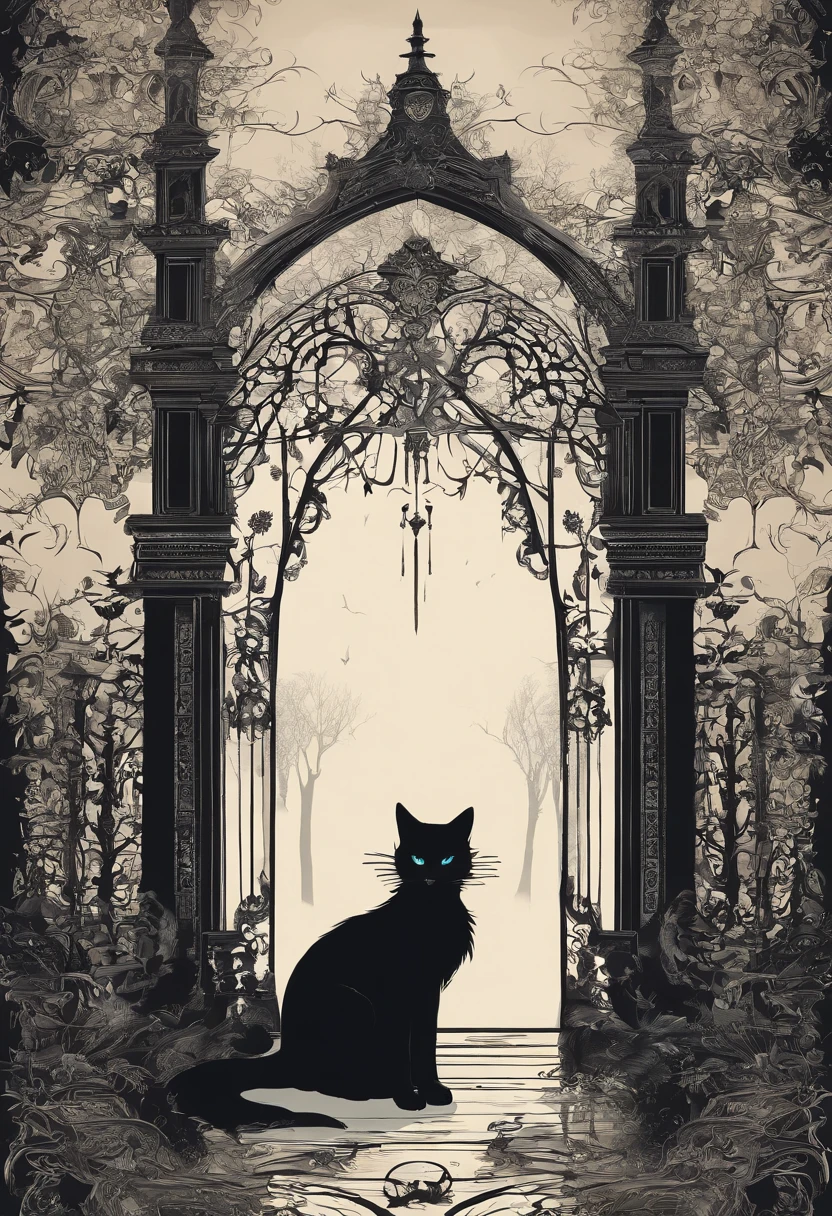 Black cat in the mist