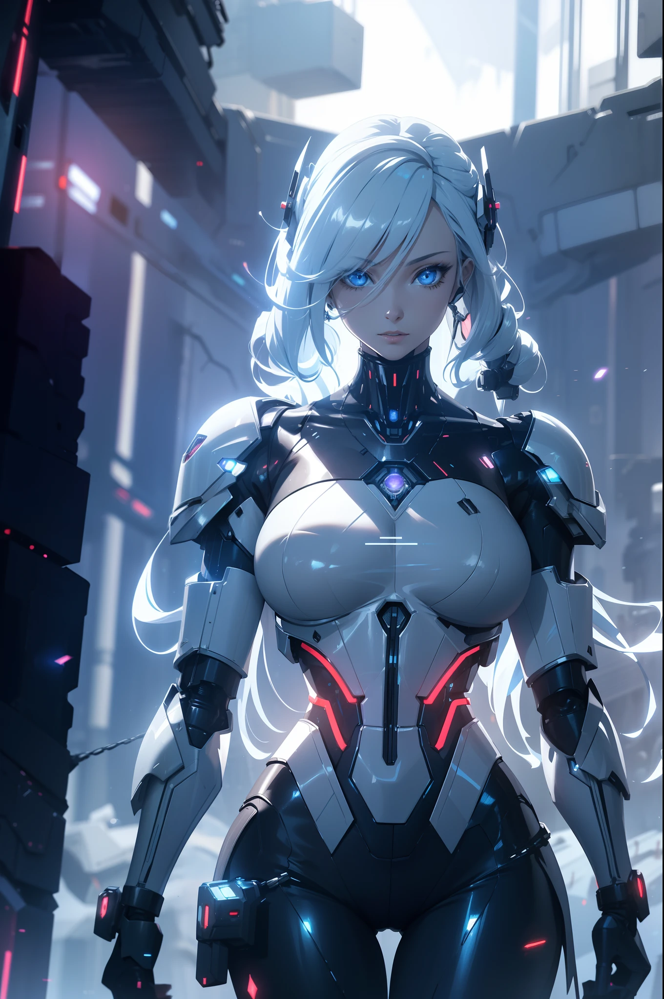 Alafed woman in futuristic costume posing for photo, In futuristic white armor, Girl in Mecha Cyber Armor, Unreal Engine Rendering + goddes, Cyborg porcelain armor, Shiny White Armor, gynoid cyborg body, Beautiful and charming cyborg woman, diverse cybersuits, beautiful cyborg woman, beutiful white girl cyborg, In futuristic armor, The perfect cyborg woman