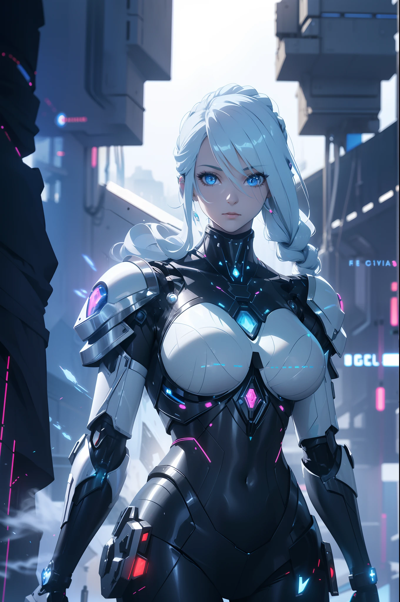 Alafed woman in futuristic costume posing for photo, In futuristic white armor, Girl in Mecha Cyber Armor, Unreal Engine Rendering + goddes, Cyborg porcelain armor, Shiny White Armor, gynoid cyborg body, Beautiful and charming cyborg woman, diverse cybersuits, beautiful cyborg woman, beutiful white girl cyborg, In futuristic armor, The perfect cyborg woman、Radiant