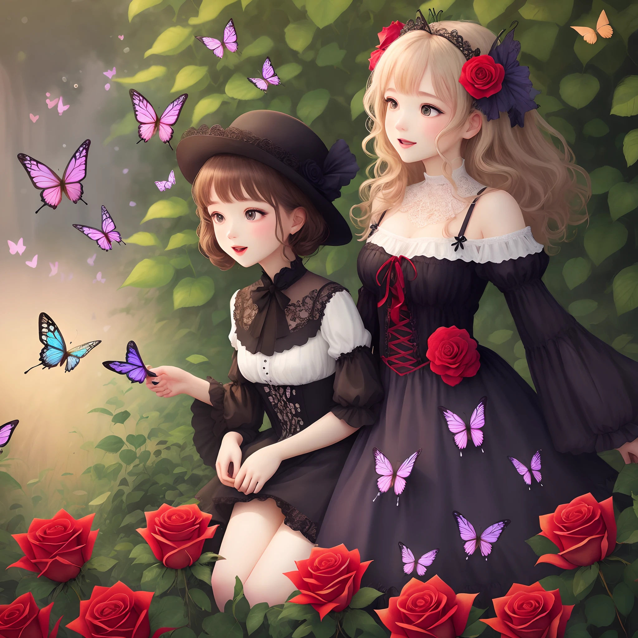 Butterflies and roses