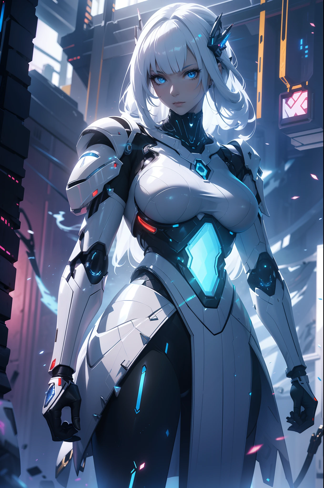 Alafed woman in futuristic costume posing for photo, In futuristic white armor, Girl in Mecha Cyber Armor, Unreal Engine Rendering + goddes, Cyborg porcelain armor, Shiny White Armor, gynoid cyborg body, Beautiful and charming cyborg woman, diverse cybersuits, beautiful cyborg woman, beutiful white girl cyborg, In futuristic armor, The perfect cyborg woman、Radiant
