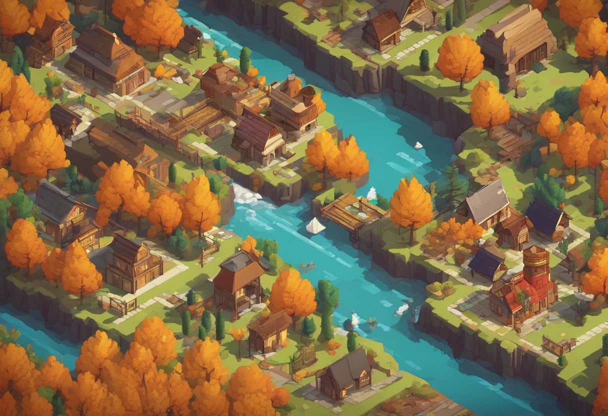 eight-bit, 8bit game, Pixel art, new york 50th RPG Battle Scenes, 80's games, DVDRip Games, the woods,Autumn landscape,Small river,