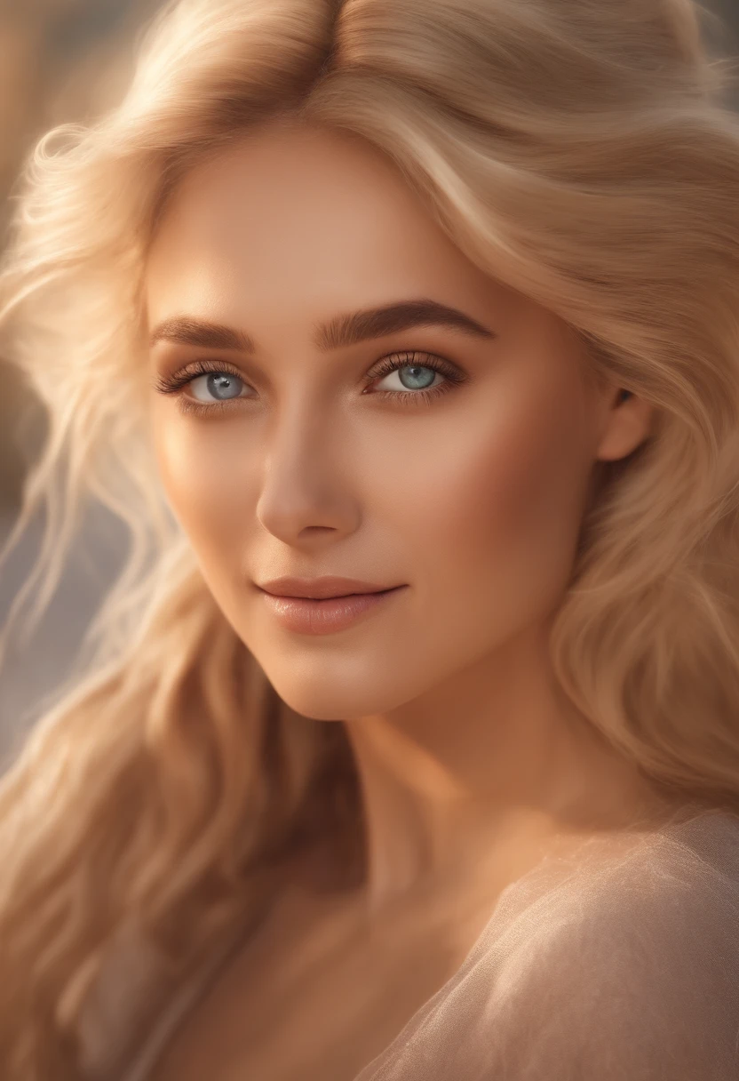 blond hair, longeyelashes, solid circle eyes, light smile, ear blush, Surrealism, drop shadow, pov, 8k, super detail, ccurate, best quality