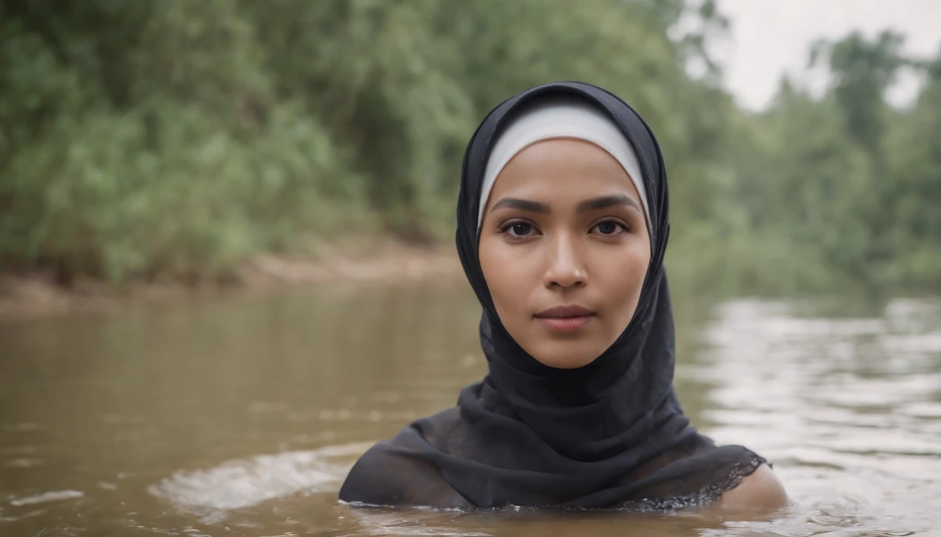 (2 young indo girls:1.3), asian face,(Naked:1.3), (hijab:1.4), Beautiful breasts, (Details of a very beautiful face), wear pastel color hijab, detail skin texture, (Best Quality:1.4), 8K resolution, High resolution, (Photorealistic, High resolution:1.4), Raw photo, (Realistic, Photorealsitic:1.37), Gloss on lips, Parted lips, Staring at me, Nose, Realistic, the woods, cinematic lighting, taking bath in river, wet body, wet face,