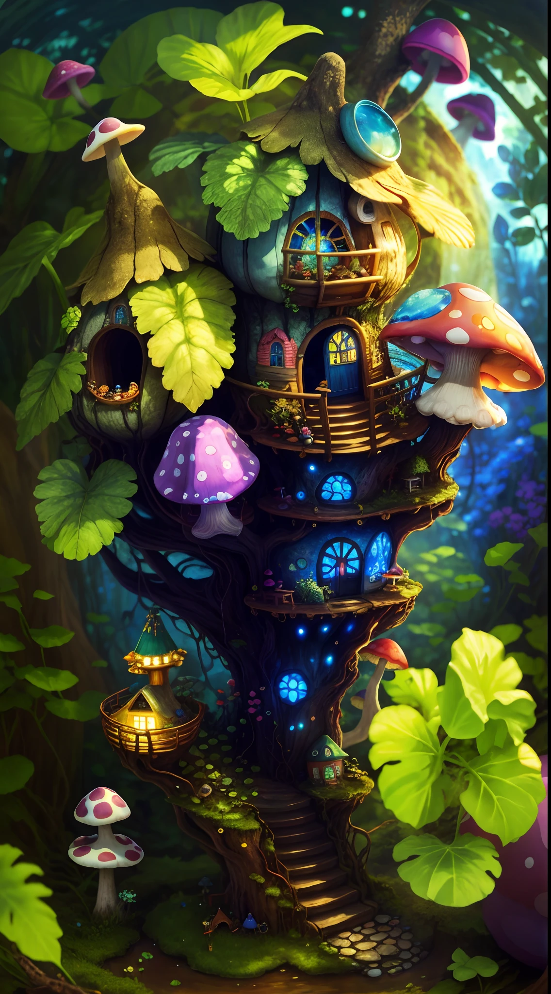 World in a bottle,A fairyland-like hideaway,Colorful mushroom house,a fairy world