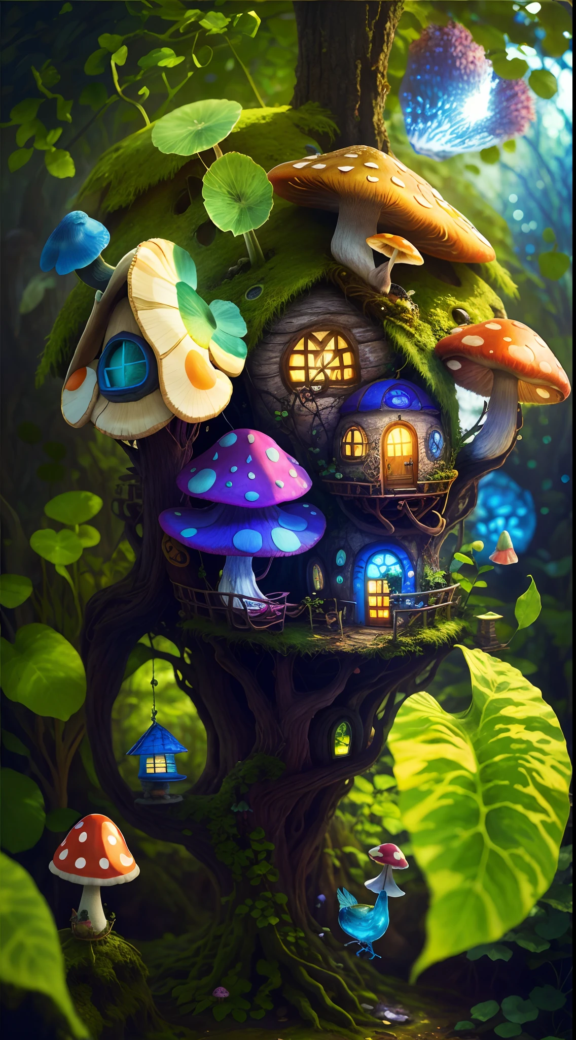 World in a bottle,A fairyland-like hideaway,Colorful mushroom house,a fairy world