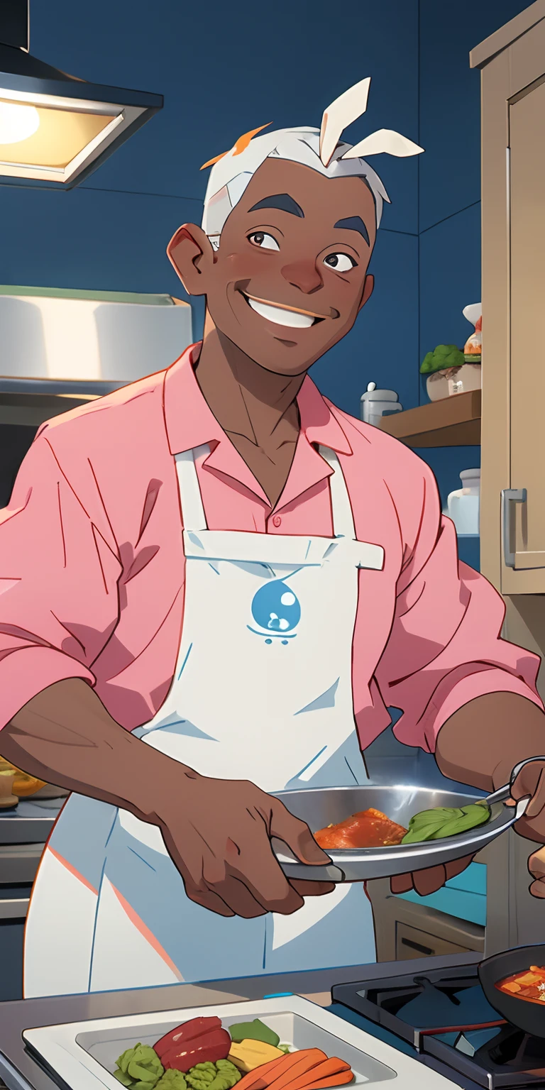 The uncle who cooks smiles