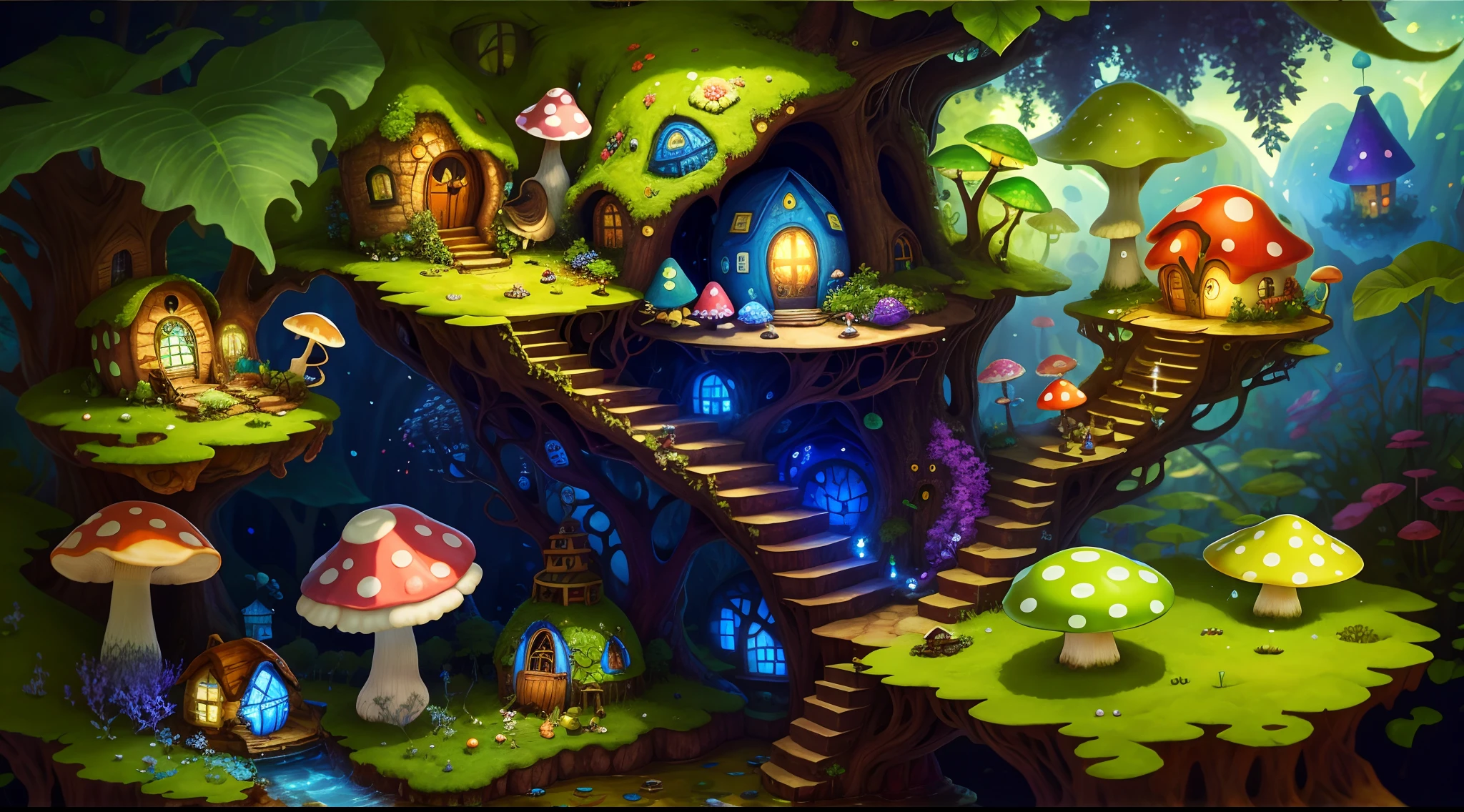 World in a bottle,A fairyland-like hideaway,Colorful mushroom house,a fairy world
