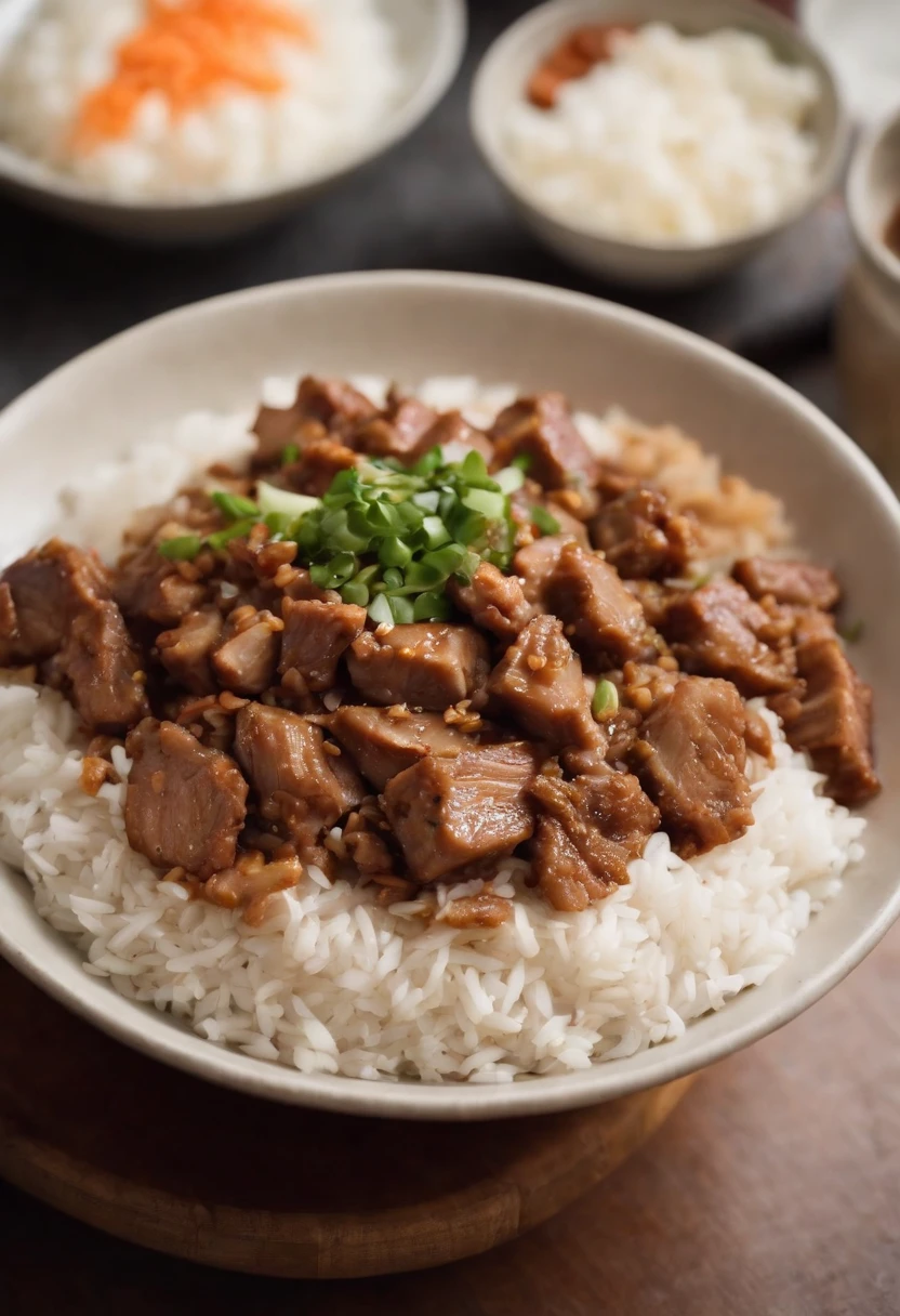 Large bowl of Taiwanese Lu pork rice