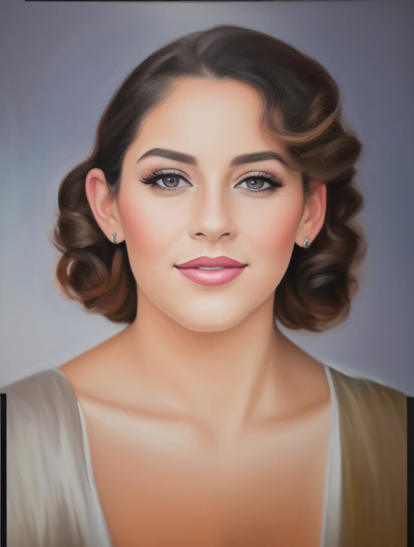 Hay una pintura de una mujer con un vestido floreado, Retrato detallado en color, Una foto coloreada, Retrato en color, Foto coloreada, fondo coloreado, pintado digitalmente, Arte digital de retrato, Arte digital pero foto, Arte digital de un elegante, coloreado, Retrato de estudio en color, airbrush digital oil painting, colorized photograph, Retrato de alta calidad, Inspirado por Reyna Rochin