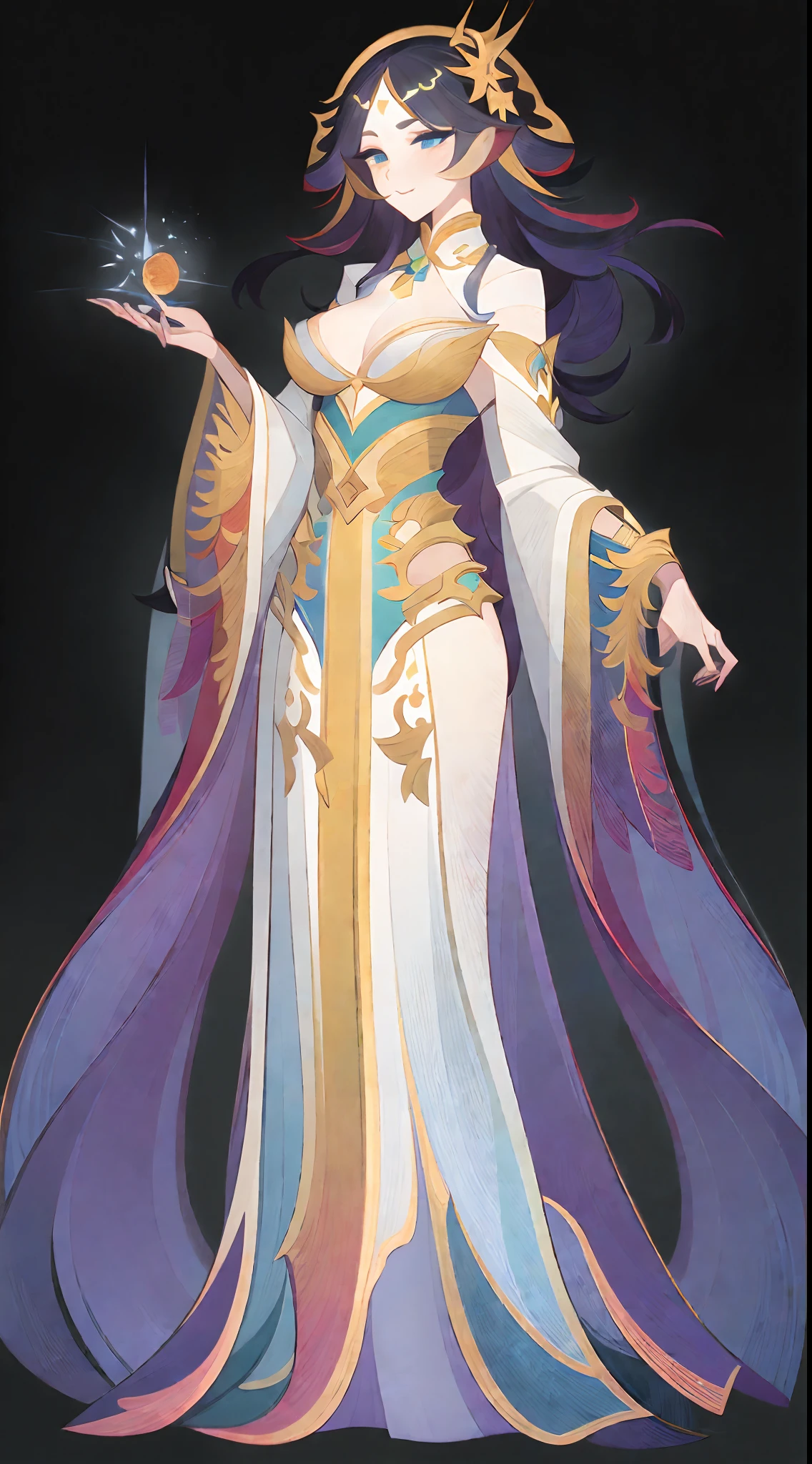 1个Giant Breast Girl,mages,Gorgeous long dress,standing full-body,独奏,Clear facial features,Simple line design,Transparent black background,Standing drawings of characters,fantasy concept art,(tmasterpiece,top Quority,best qualtiy,超高分辨率,Clear facial features,beautidful eyes,beauitful face),(((独奏))), ((very simple background)), ((flatcolors))