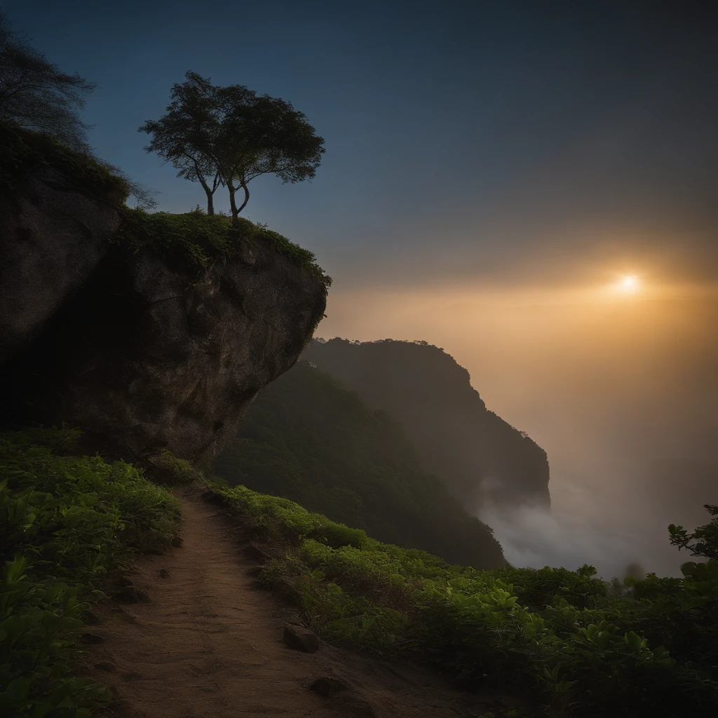 Magnificent view,Mountain top forest edge landscape photography professional high quality nature digital photography,Broad field of view,Bushes in the moonlight,Moonlight 1 White Phalaenopsis orchids on the edge of the cliff,Clear and transparent water,Huge stones stand tall,A majestic,Yamakawa, dead tree,falling leaf,Simple and beautiful,Minimalist,Deep bluish yellow tones,foggy sky,Nightmare vision, Dark fantasy plot,Perfect and excellent composition,8K分辨率,the detail,Rain trails,dampness,water stain,very wide angle shot,Jack Guzman's environmental art photography,realisticlying,cinematic compositions,Volumetriclighting,vividness, A detailed, stunning skies, Colorful clouds float,true to life, Pubic area is clear, flawless perfection, Digital SLR, 16k, 1024, 2048, 4096, A detailed, Sharp, best qualtiy, high qulity, absurderes,unmanned background,The is very detailed、Detailed lighting shadows,Trends on ArtStation、iintricate、high detal、dramatics、Midjourney Art(Volumetriclighting:1.2)hdr shot。(Faraway view,Super deep view,ultra-wide-angle,Microfocal length lens:1.2)(realisticlying:1.4)tmasterpiece、high high quality、Beautiful photography、globalillumination、