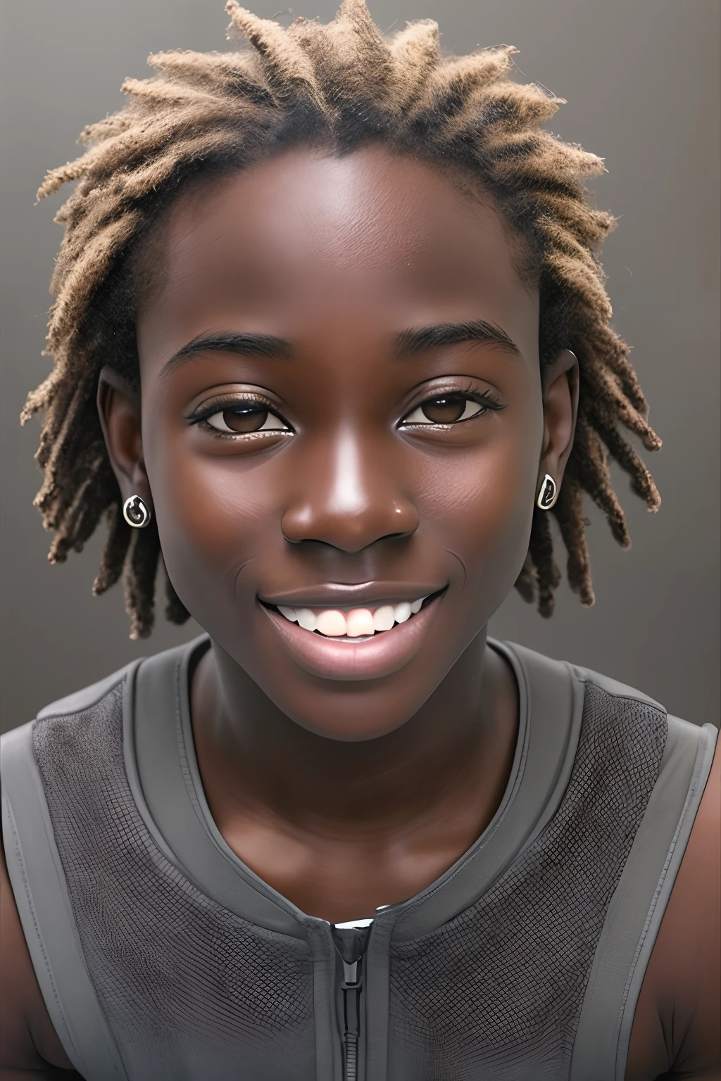 / negroid,very dark skin,Only white teeth,The facial features are not clear,wearing a vest,Simple --auto --s2