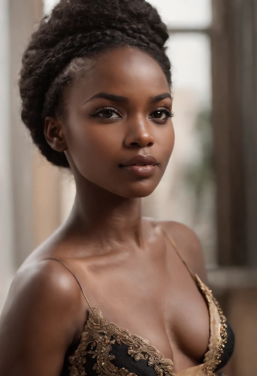 ((Piel africana oscura, very deep ebony skin)), ((Su belleza es innegable)), ((cara linda emocionada)), cuerpo completo, , ((Ojos perfectos ultra detallados,)), ((Linda pose)), ((Idioma de salida)), ((seductor )), sexy, (( desnudo sexy)), ((Cola de caballo africana larga y rizada africana,)), (( piel)), ((Get up, Vista frontal)), ((afuera, Public cities)), Sharp-focus CGI, photoreallistic, High detail, Realstic, Obra maestra, absurdos, La mejor calidad, HDR, alta calidad, K HD, extremadamente detallado, Fondo de pantalla de 8k, Detalles intrincados, 8k UHD, Full HD, (Foto realista:1.2), contraste, Luces deslumbrantes, Cinematic lighting, natural lighting, Luz dura, backlite lighting, global ilumination, Elegant Artistic NSFW Environmental Inclusion, su cuerpo y su piel se mimetizan con la naturaleza