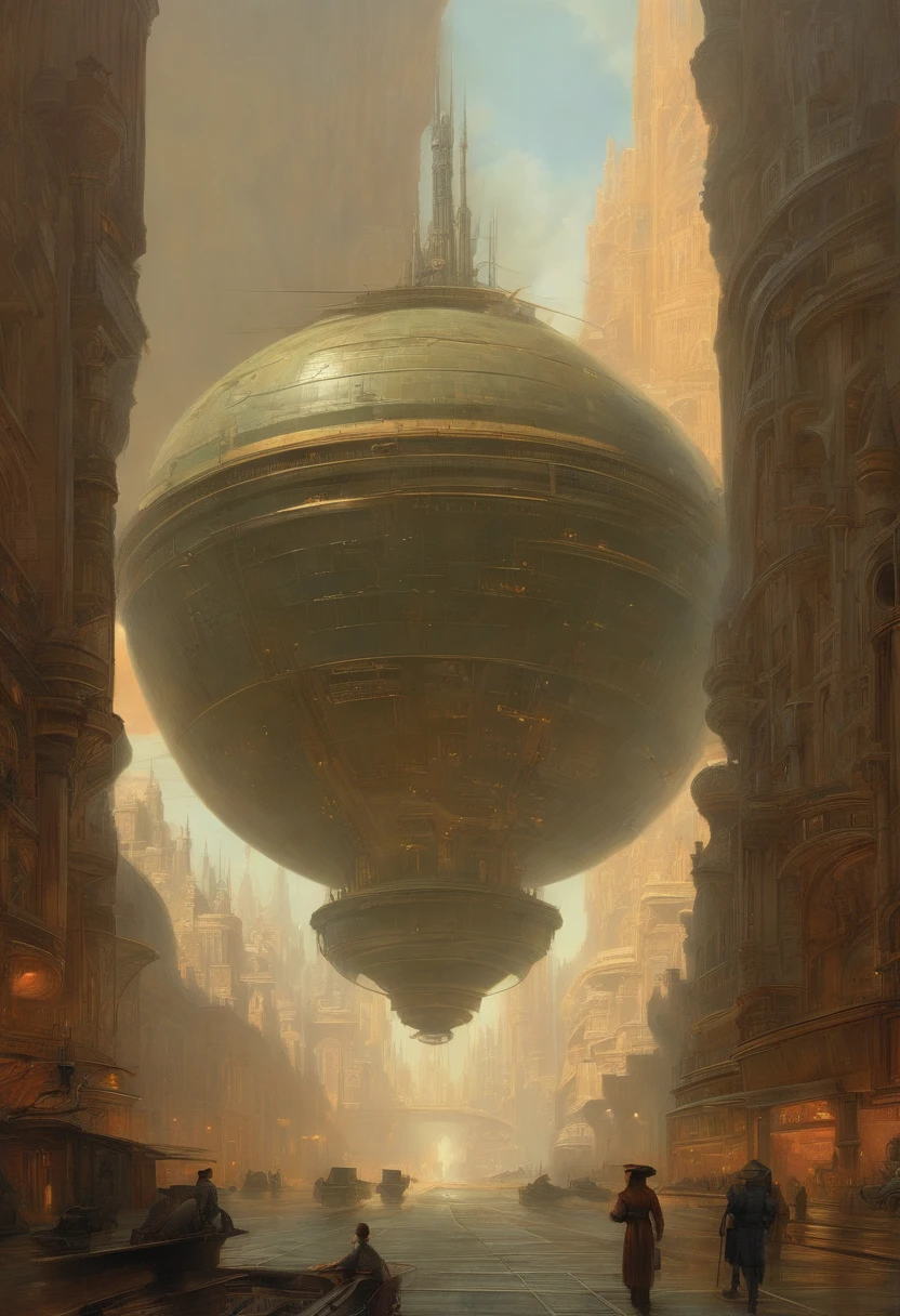 There is a drawing of a futuristic city with a giant robot head, Non-human faces, peter gric and dan mumford, Beksinski and James Jean, Michael Whelan and Pixar, Justin Gerard and Greg Lutkowski, styles:daniel merriam, andreas rocha and john howe , Weta Studio and James Jean, Larry McDougall