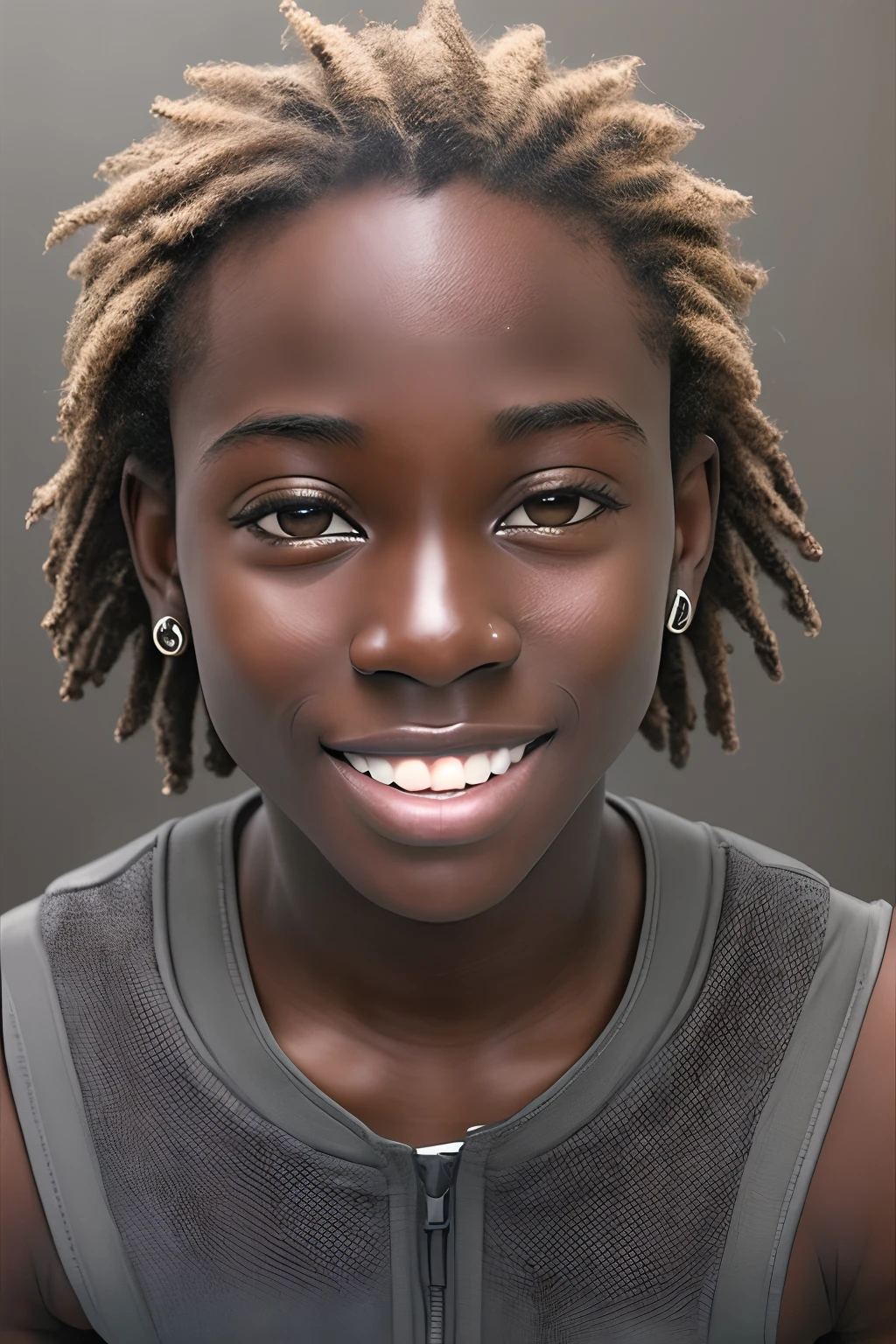 / negroid,very dark skin,Only white teeth,The facial features are not clear,wearing a vest,Simple --auto --s2