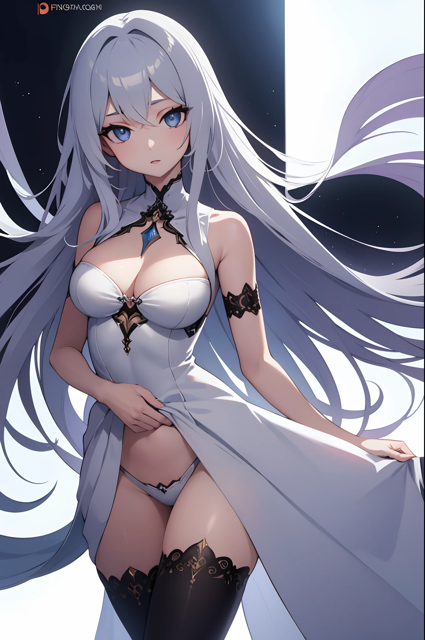 1girl, anime, cute girl, blank background, white background, fantasy, detailed dark fantasy dress with highlights, beautiful face, beautiful eyes, dark colors, medium breasts, slight cleavage, beautiful skin, cute, breast curtains, extremely delicate and beautiful, (beautiful detailed face:1.0), (detailed deep eyes), symmetrical breasts, deep eyes, shiny skin, portrait, slender waist, hips wider than shoulders, thighs, young girl