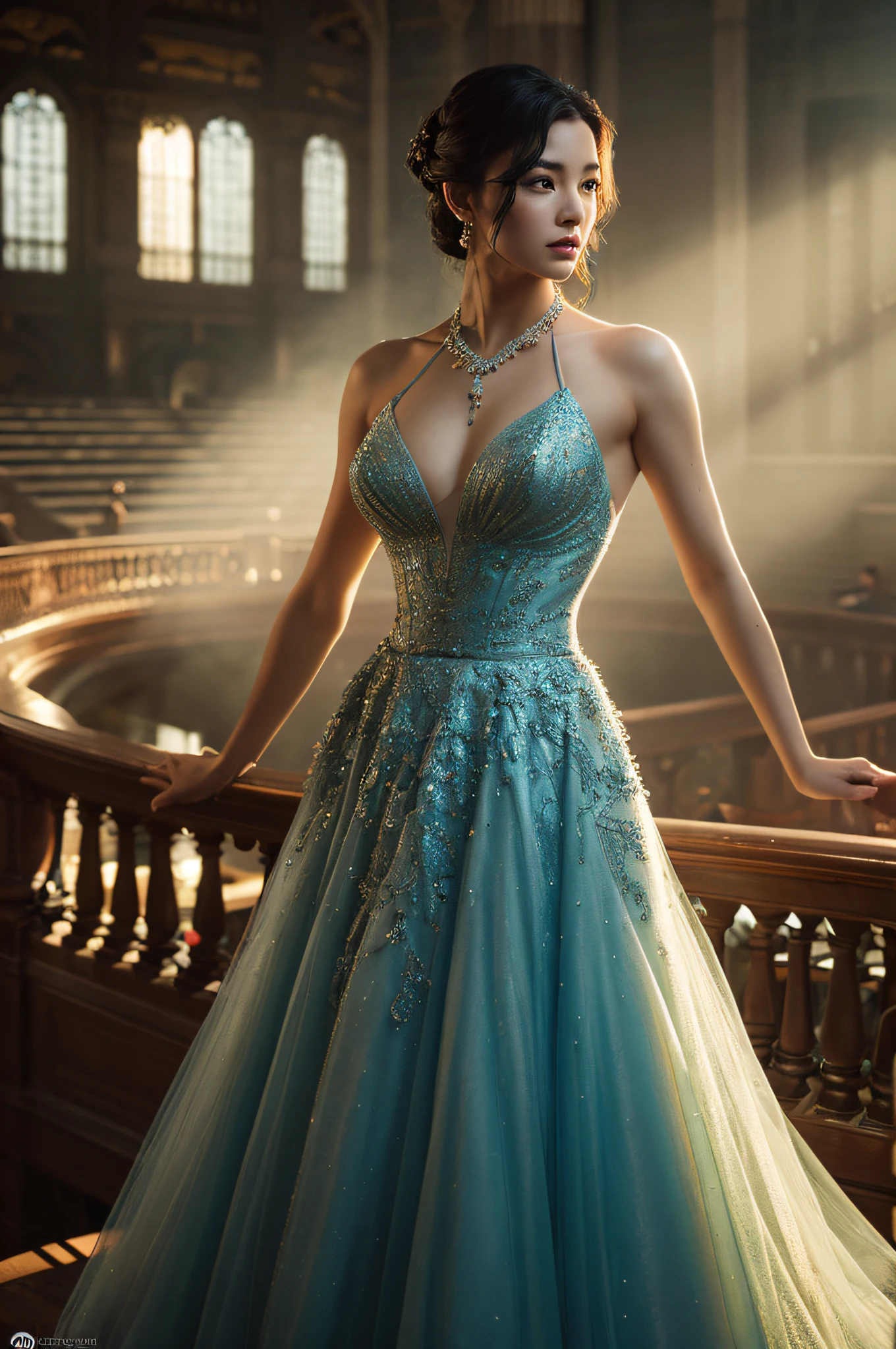 Beauty ,ballroom gown,Perfect composision,featured on artstation, cgsociety, deviantart, behance hd, hypderdetailed, beautifully lit, by Beeple, Jim Lee, Todd MacFarlane, Craig Mullins, Jean Giraud and artgerm, shot on IMAX Rectilinear Lense, Rendered in Octane, watermark::0 --h 384