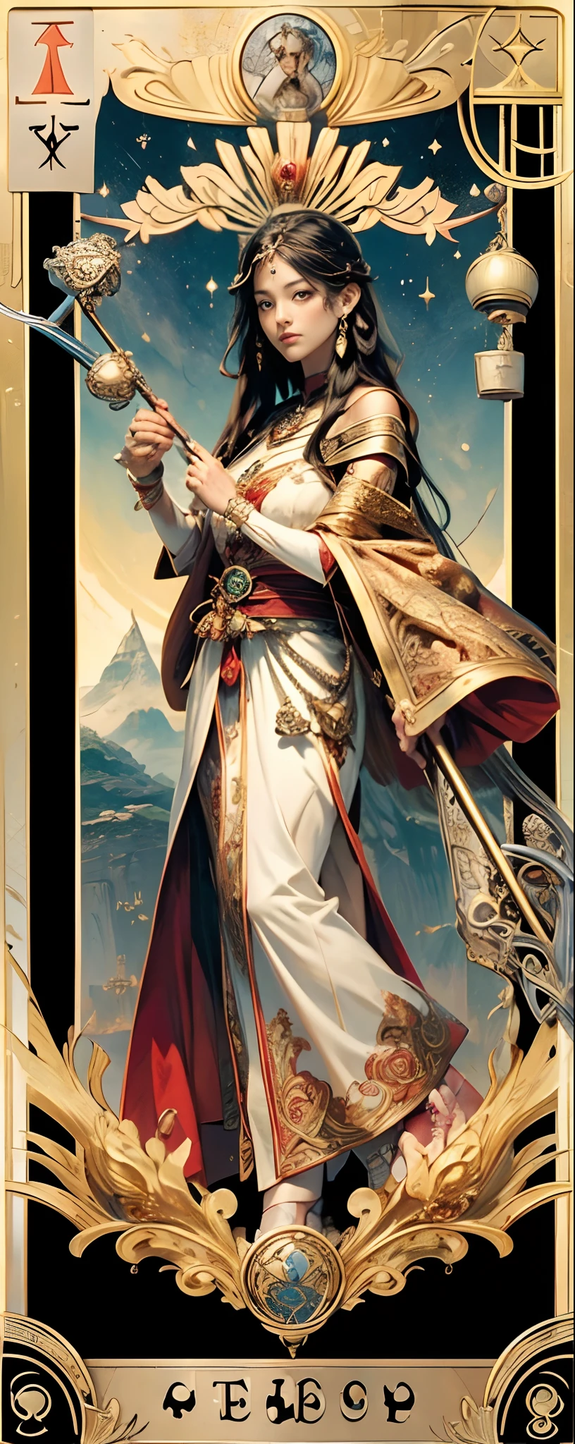 tarot cards，Full tarot border，(The image is surrounded by a tarot card-style border:1.8), （1 Men 1.5），Hades，The Grim Reaper armed with a giant scythe,（Wearing：black toga，），Fire-breathing eyes，angry look，(Hairstyles: Red curls，)，Beard, Roman mythology，8k wallpaper,finely quality eyes，Right eyes，correct hand， Ultra-detailed, Beautiful and aesthetically pleasing, tmasterpiece, best qualityer, (s fractal art: 1.3), mountain ranges, Machine detailed, dynamic angle, Cowboy shot, The most beautiful forms of chaos, elegant, Fauvistdesign, vivd colour, romanticism lain, volcanoes,hell, Buble, shells, Blood, pearls，magma,火焰, Libra, shells, skulls, seele，Hold the giant scythe，Vintage style，Well-developed muscles，（zentangle，datura，Tangles，entangled）， (s fractal art: 1.3)，holy rays，gold foil，Gold leaf art，glitter drawing，Full tarot border，（Full border 1.5），（The border is centered 1.8），Fang Yi