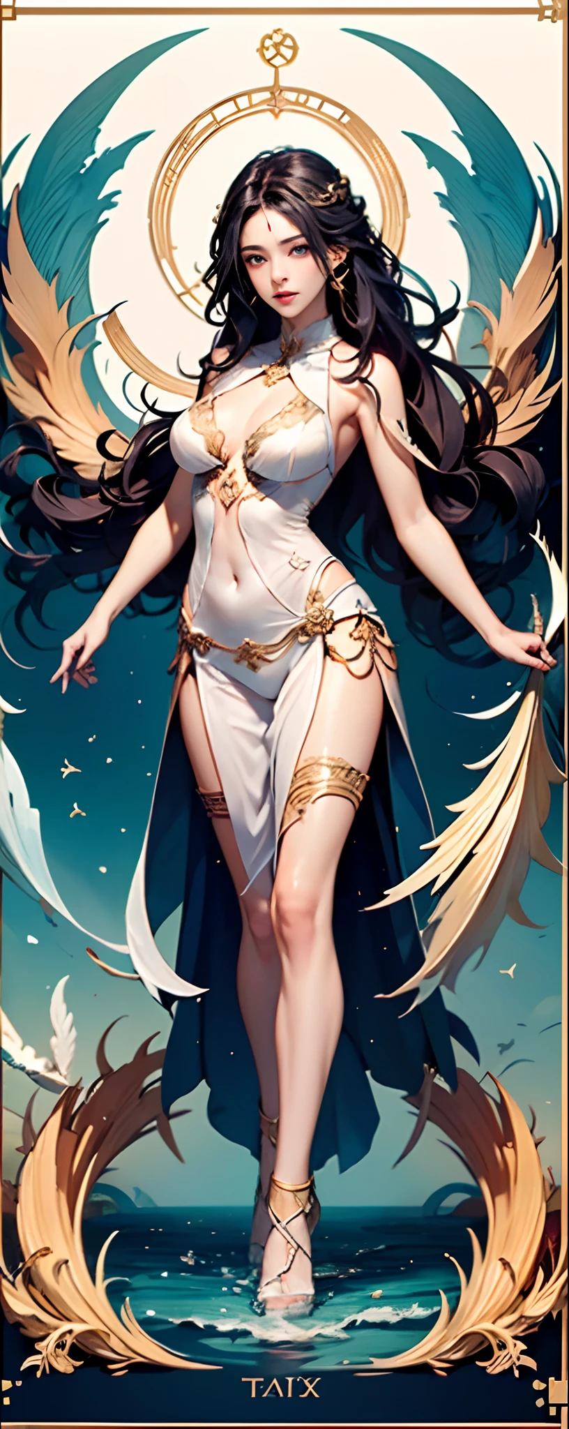 ((best quality)), ((masterpiece)), (detailed), 1girl elvish, jk, full body,wet,white skin,golden eyes, silver hair,small breasts, kaleidoscope background image with soft colors, pink tones,8k,Need,masterpiece