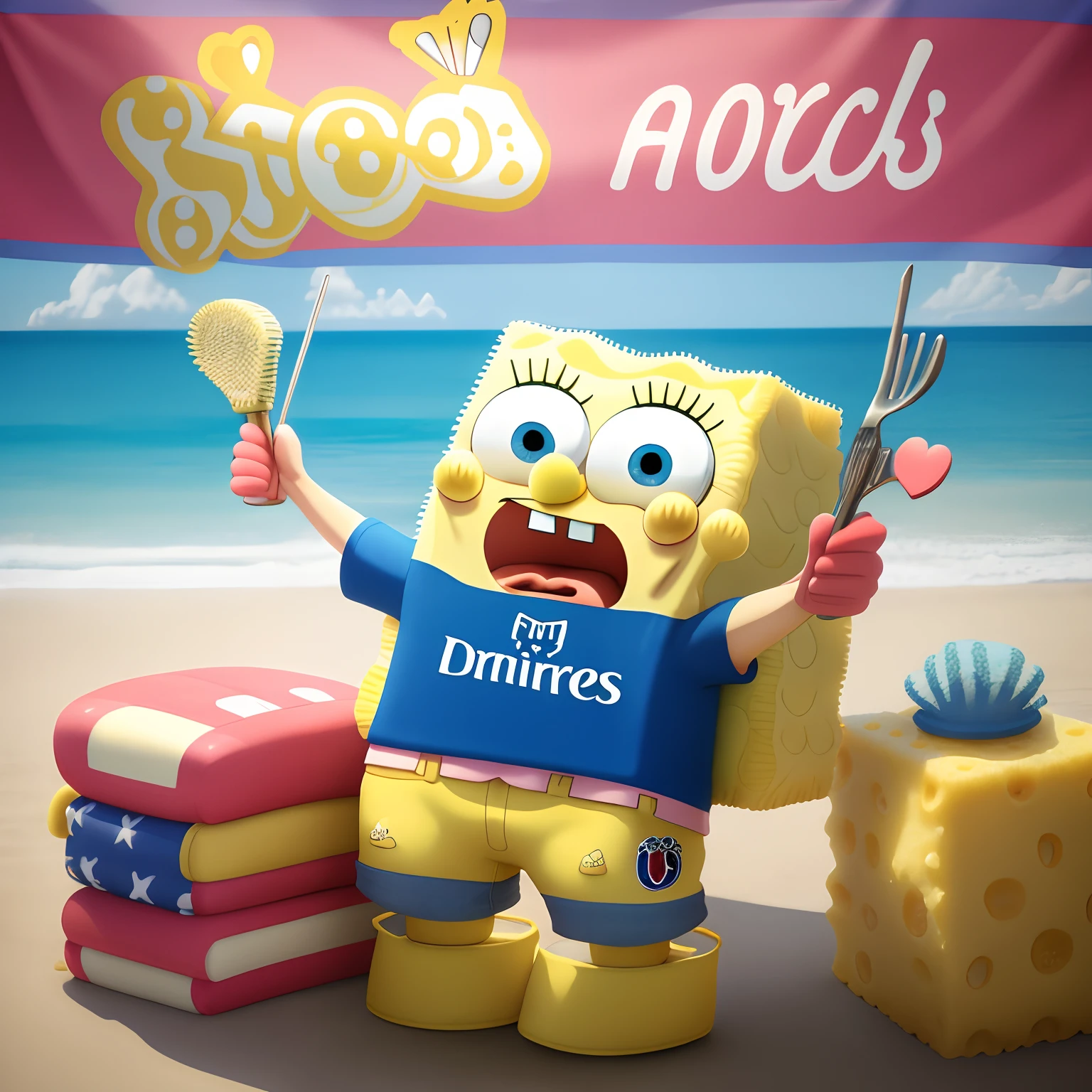 SpongeBob in France with the PSG shirt