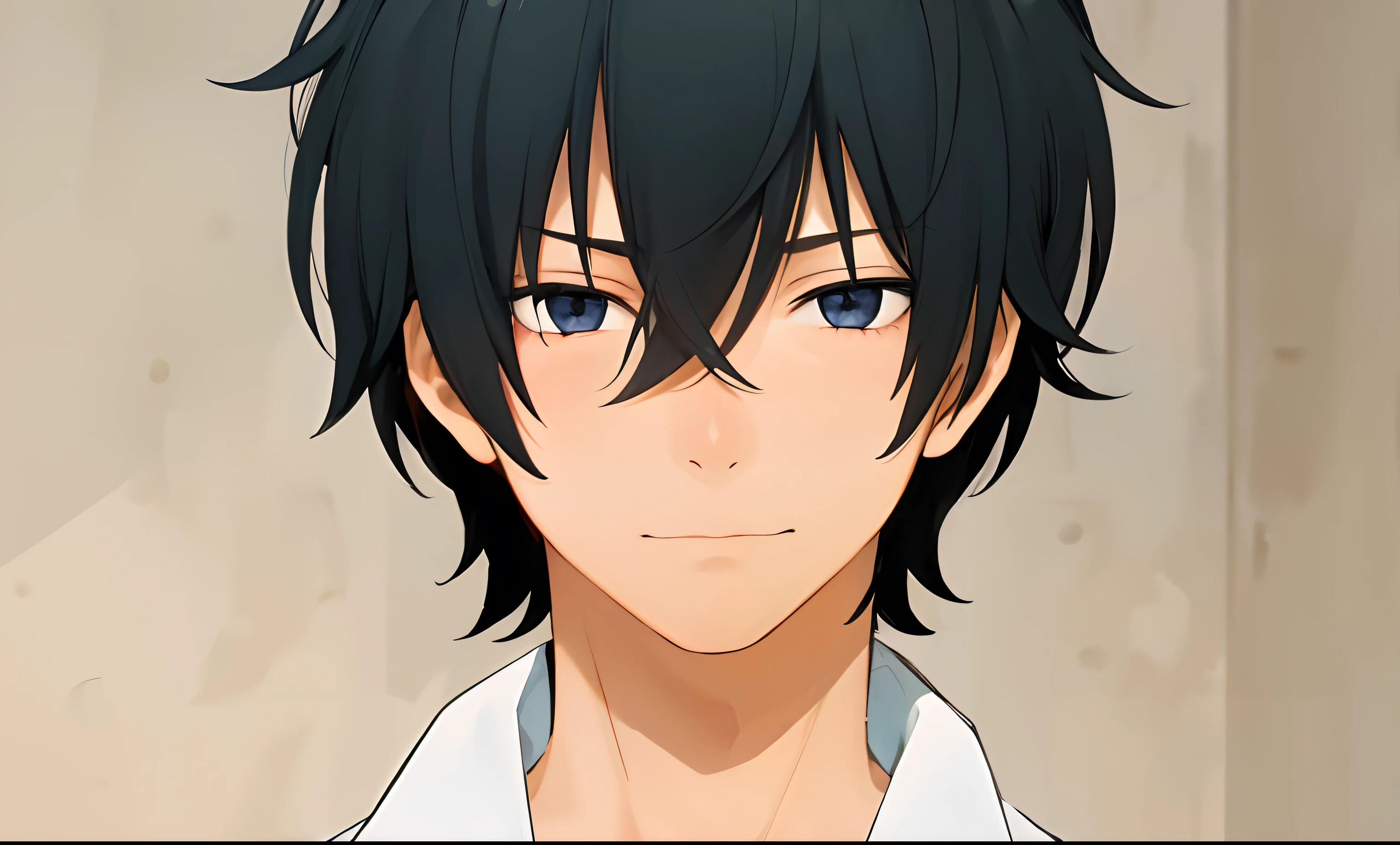 Makes the boy's eyes pure black in colour